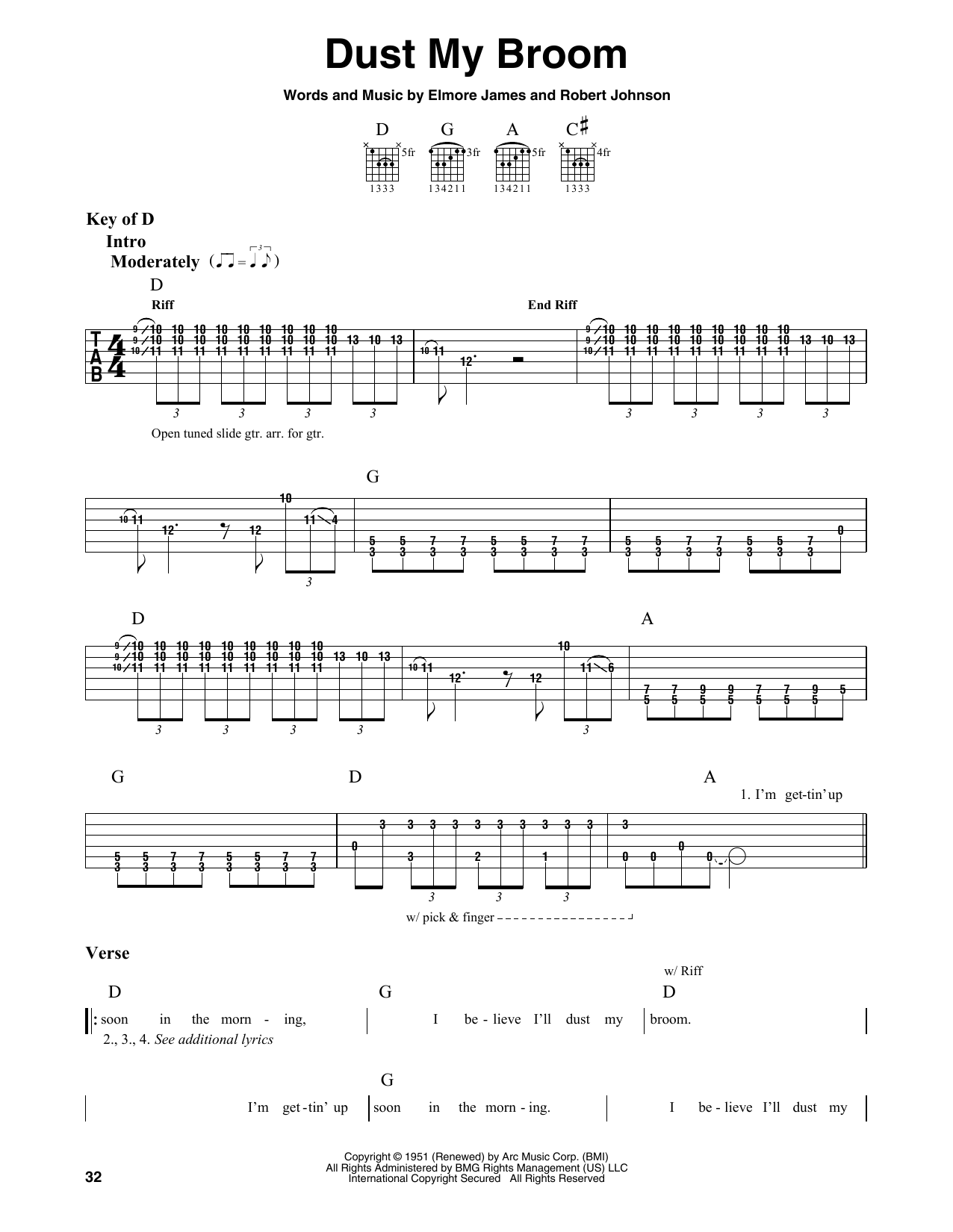 Dust My Broom (Guitar Lead Sheet) von Robert Johnson