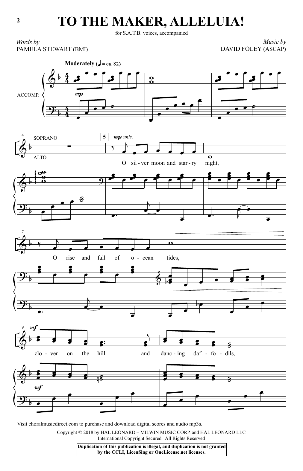 To The Maker, Alleluia! (SATB Choir) von David Foley