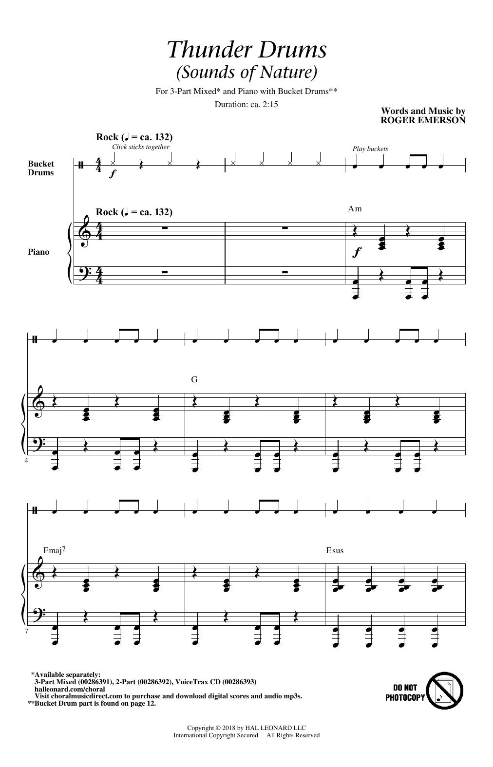 Thunder Drums (3-Part Mixed Choir) von Roger Emerson