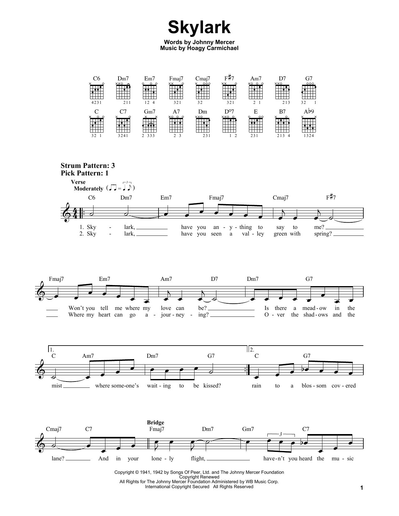 Skylark (Easy Guitar) von Hoagy Carmichael