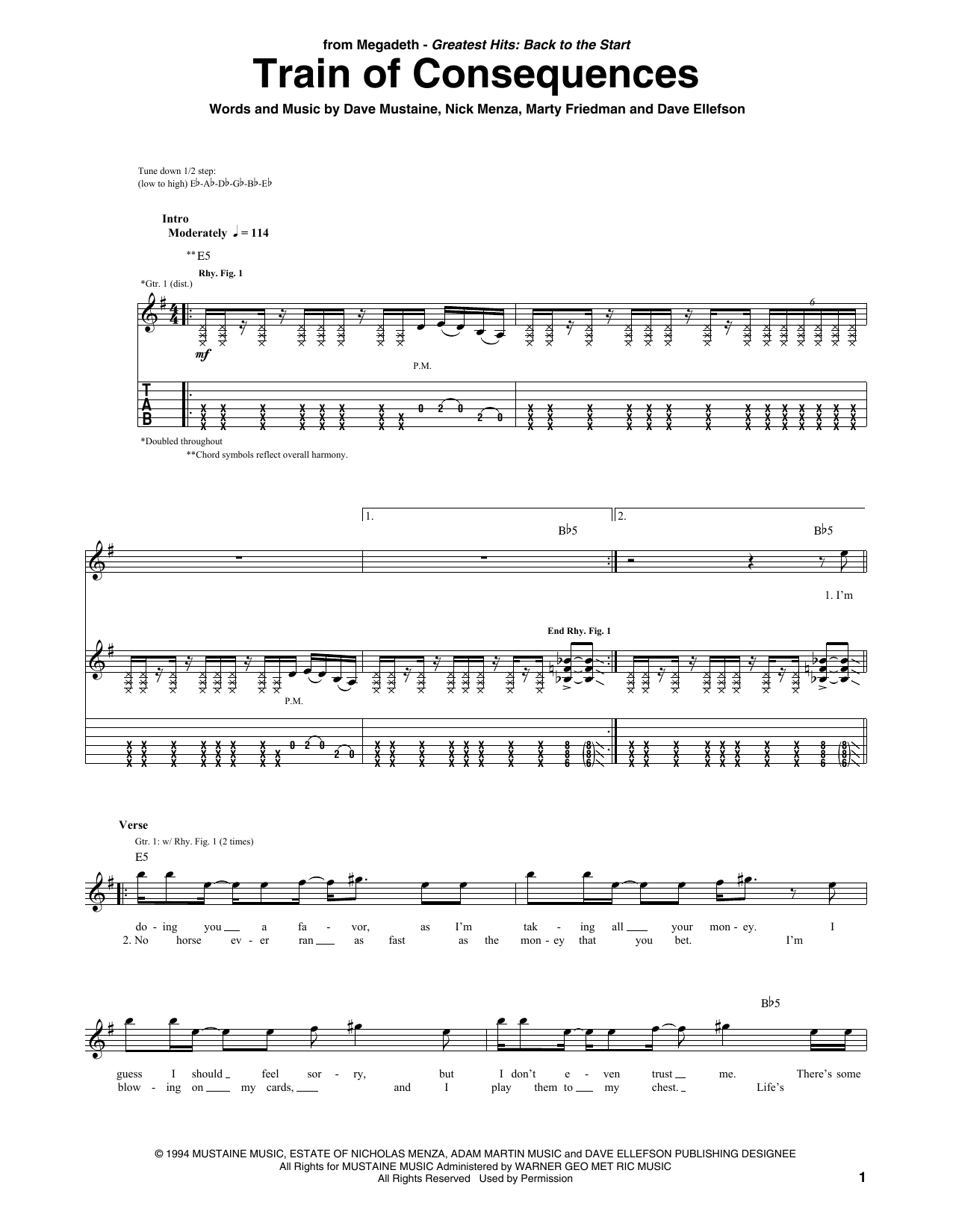 Train Of Consequences (Guitar Tab) von Megadeth