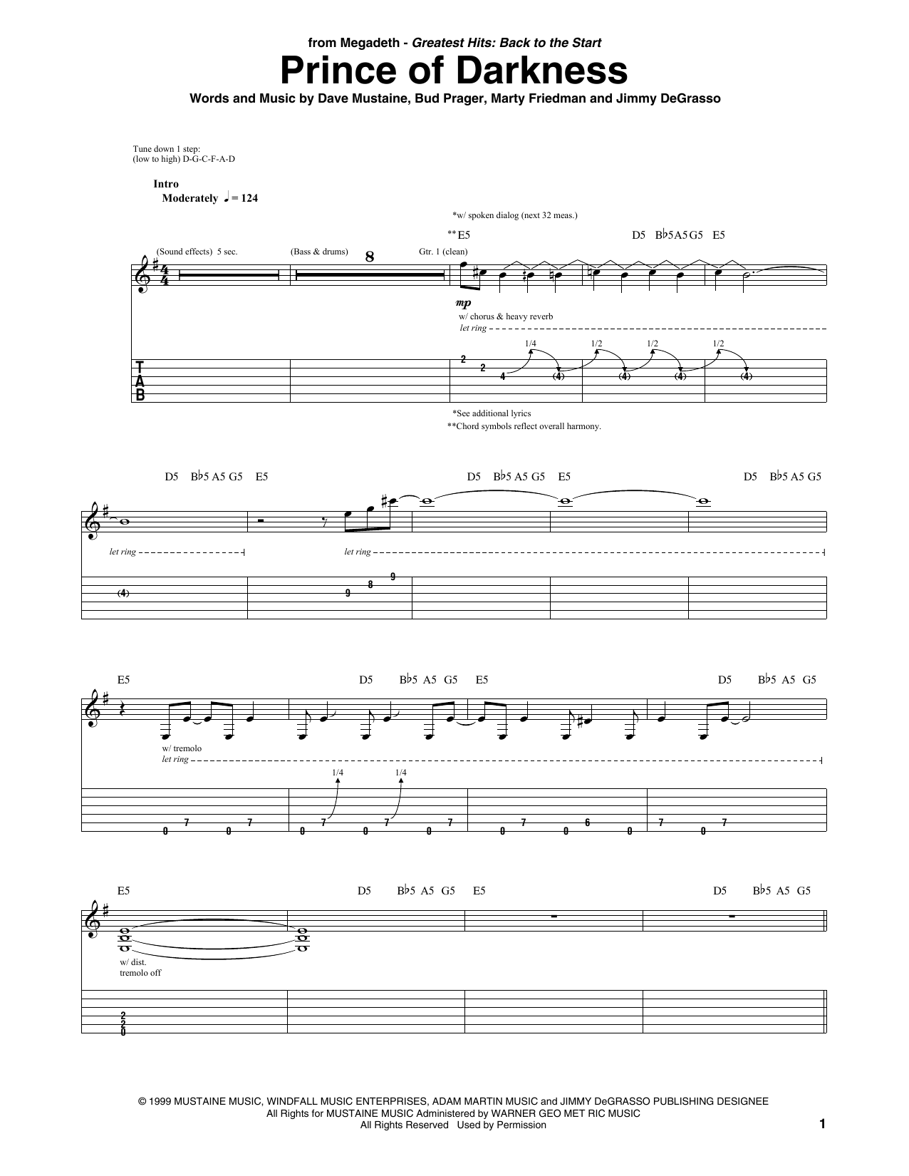 Prince Of Darkness (Guitar Tab) von Megadeth