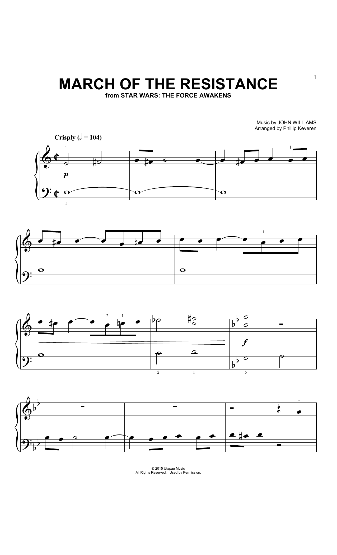 March Of The Resistance (arr. Phillip Keveren) (Big Note Piano) von John Williams