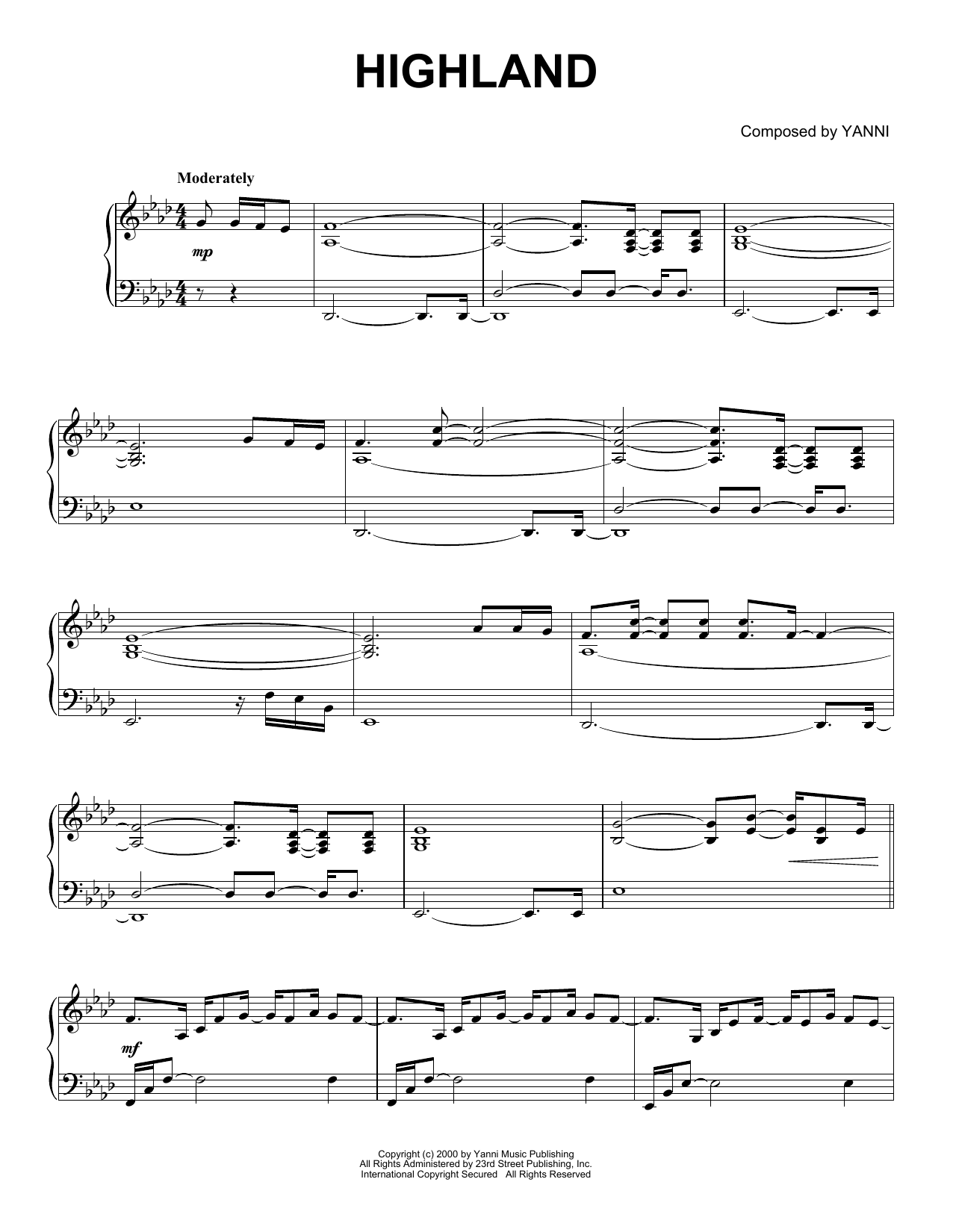 Highland (Piano Solo) von Yanni