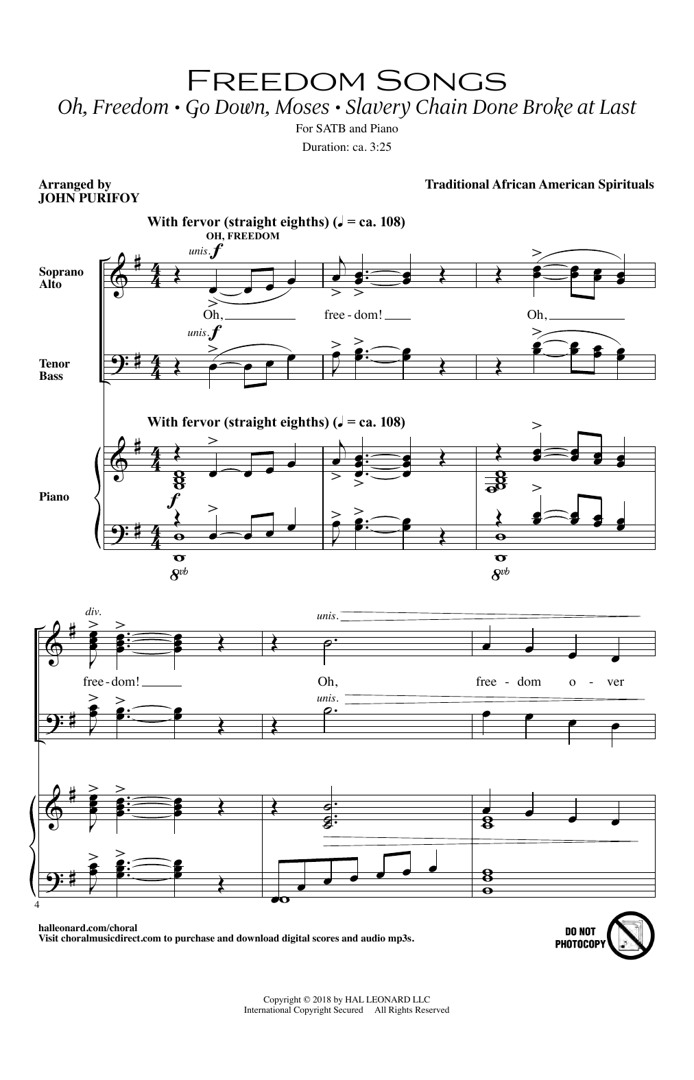 Freedom Songs (SATB Choir) von John Purifoy