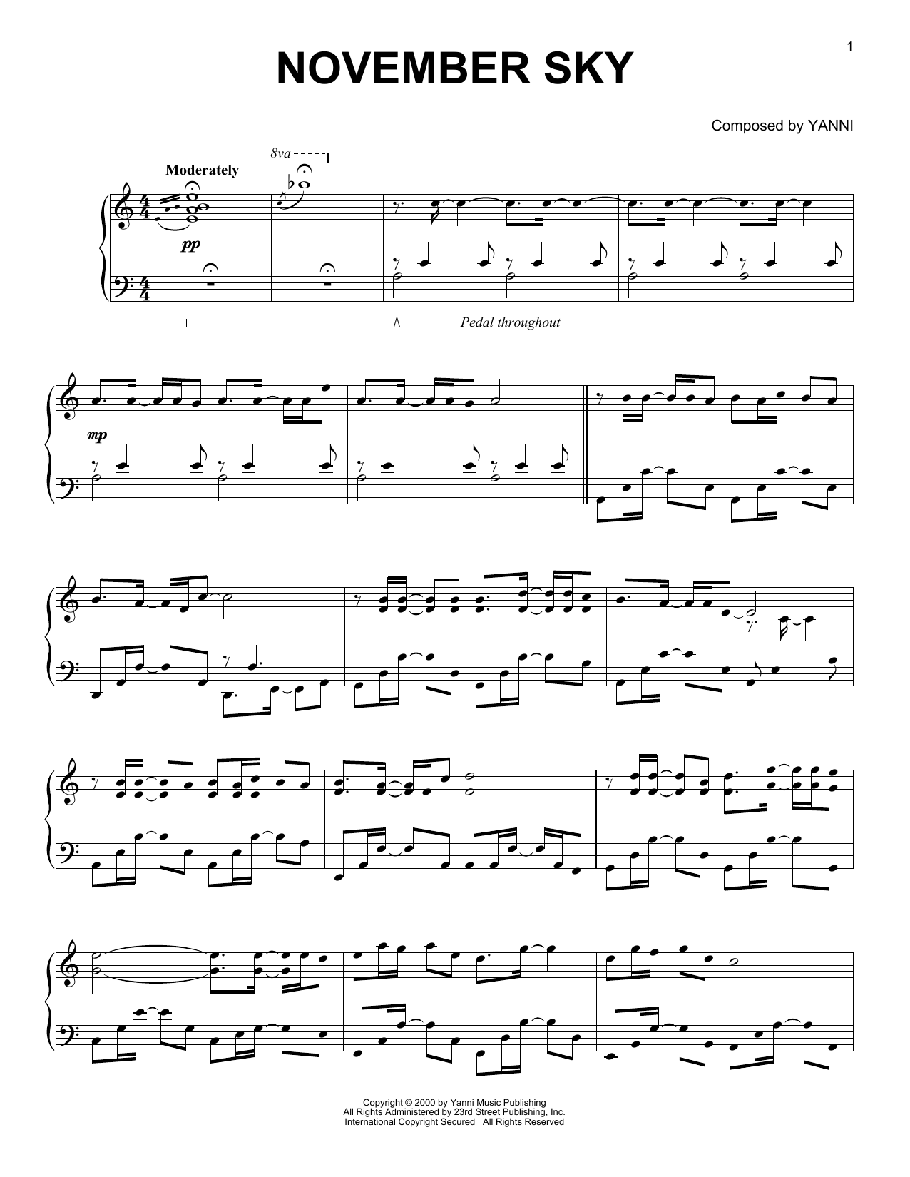 November Sky (Piano Solo) von Yanni