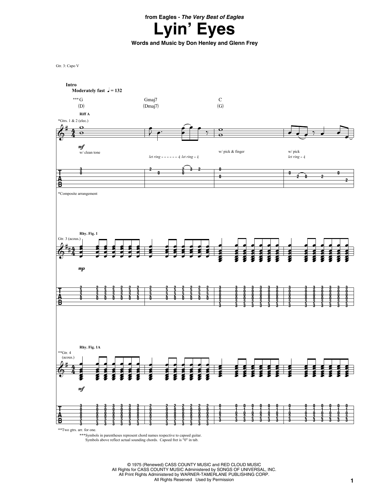 Lyin' Eyes (Guitar Tab) von Eagles