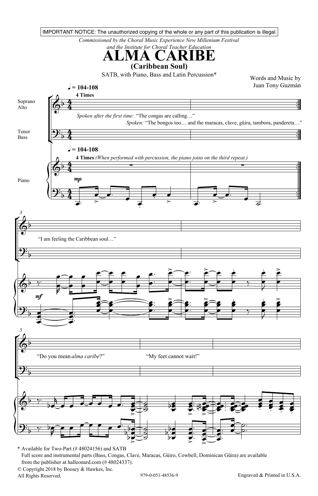 Alma Caribe (Caribbean Soul) (SATB Choir) von Juan Tony Guzman