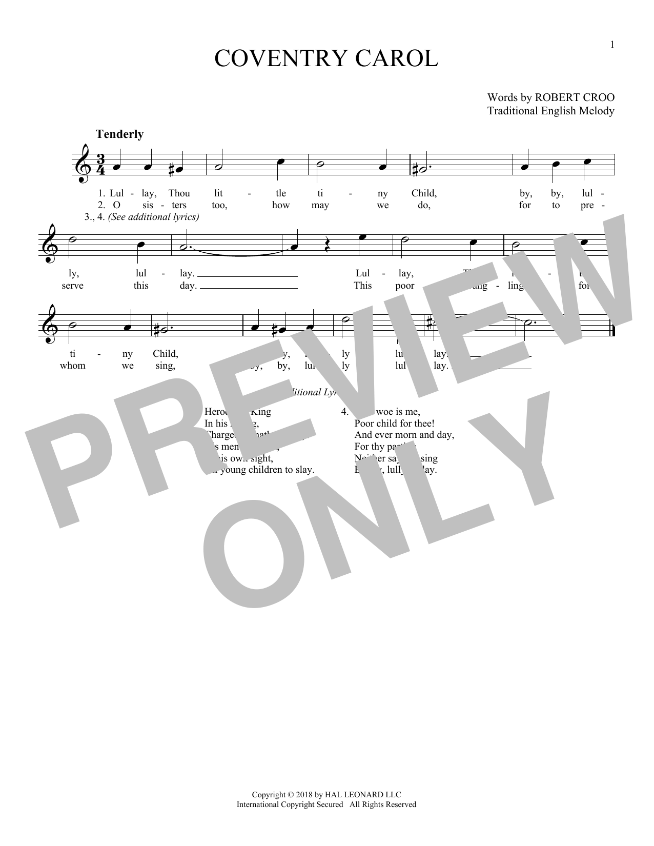 Coventry Carol (Ocarina) von Traditional English Melody
