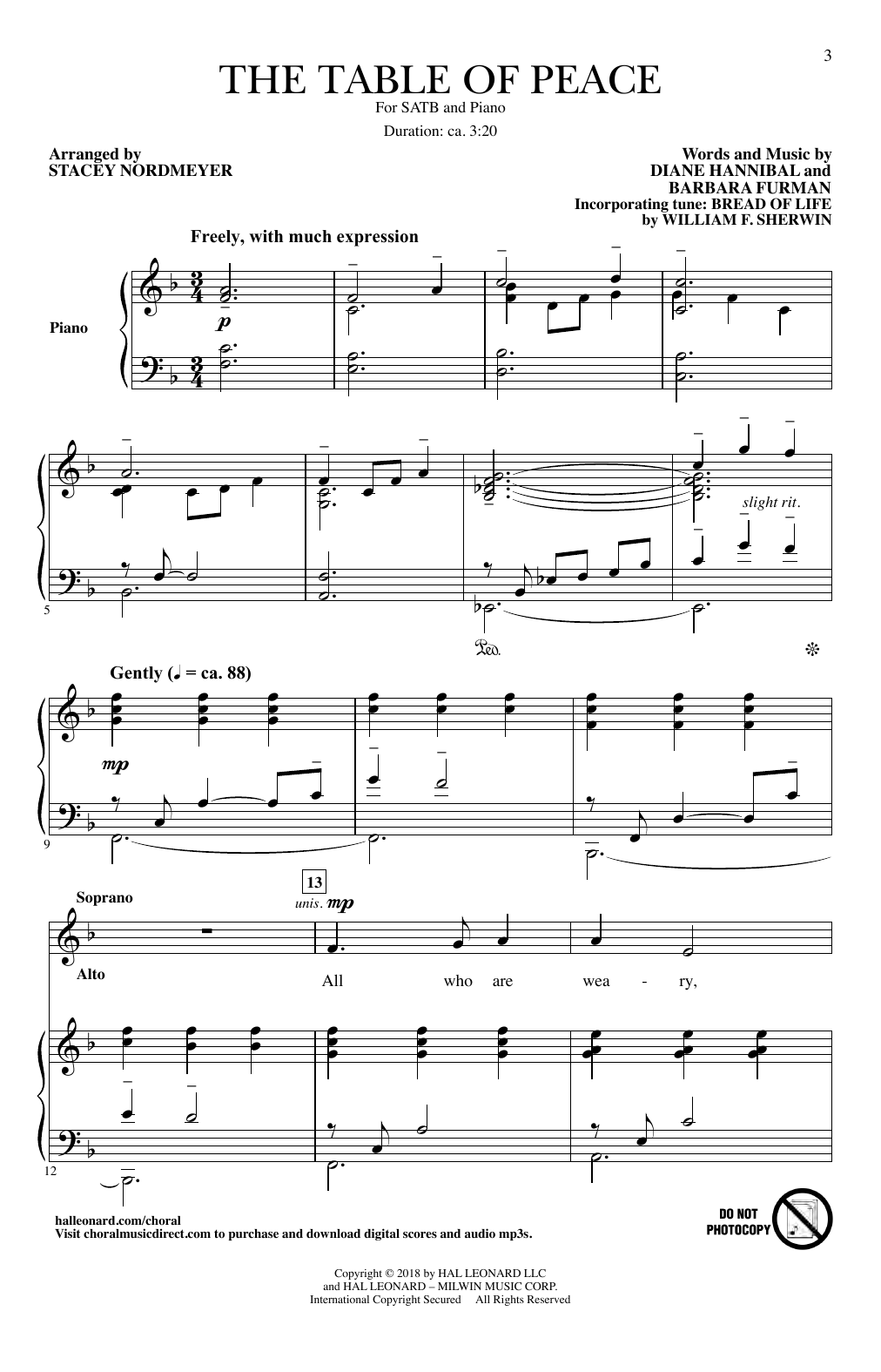 The Table Of Peace (arr. Stacey Nordmeyer) (SATB Choir) von Diane Hannival & Barbara Furman