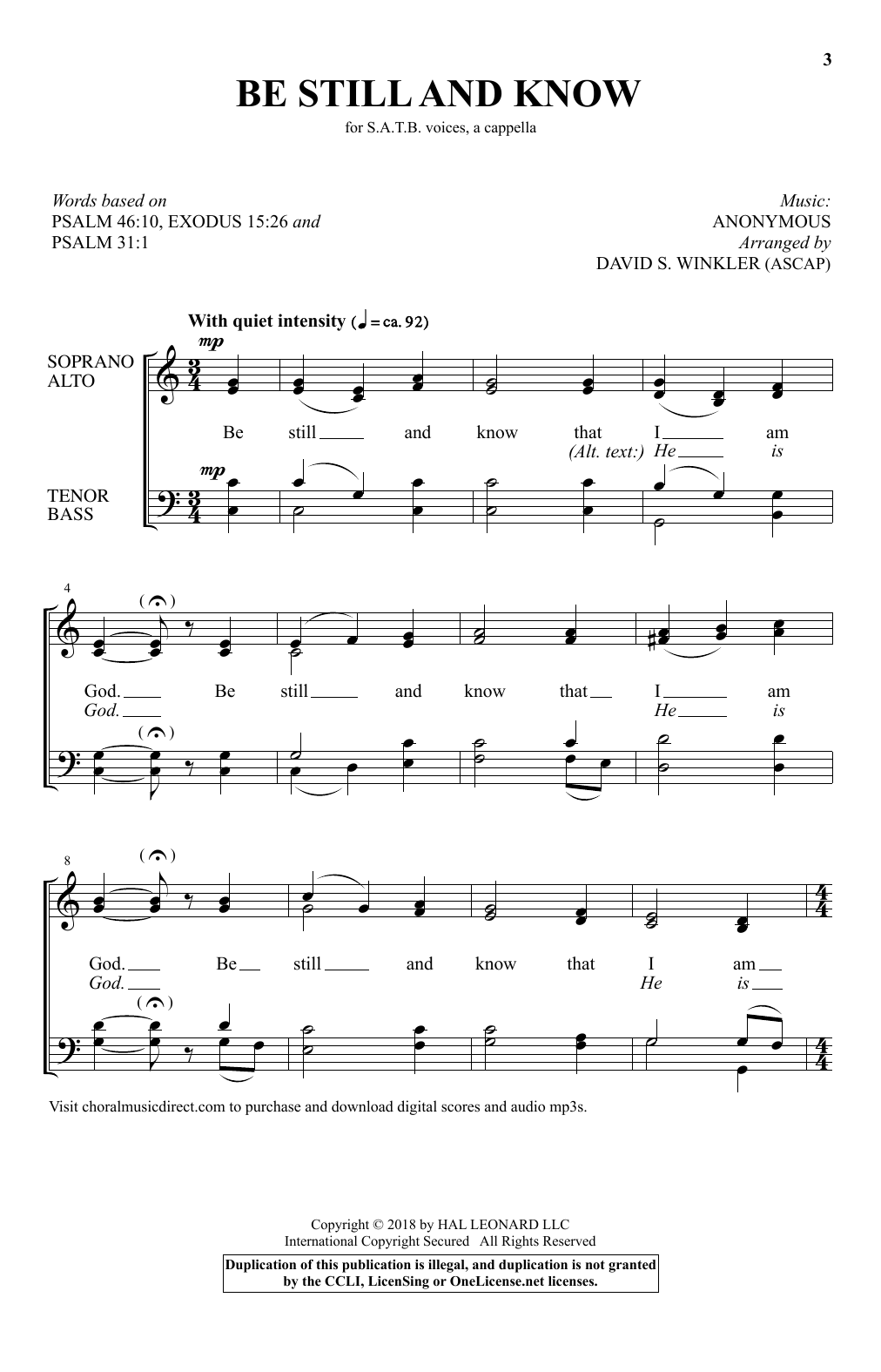 Almost A Cappella (SATB Choir) von David S. Winkler