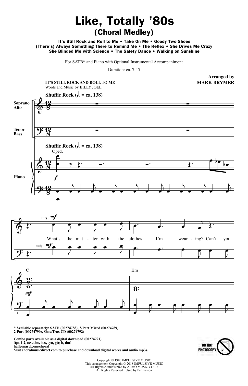 Like, Totally '80s (arr. Mark Brymer) (SATB Choir) von Various