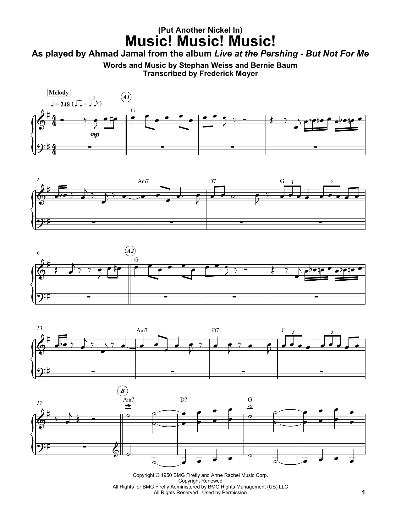 (Put Another Nickel In) Music! Music! Music! (Piano Transcription) von Bernie Baum