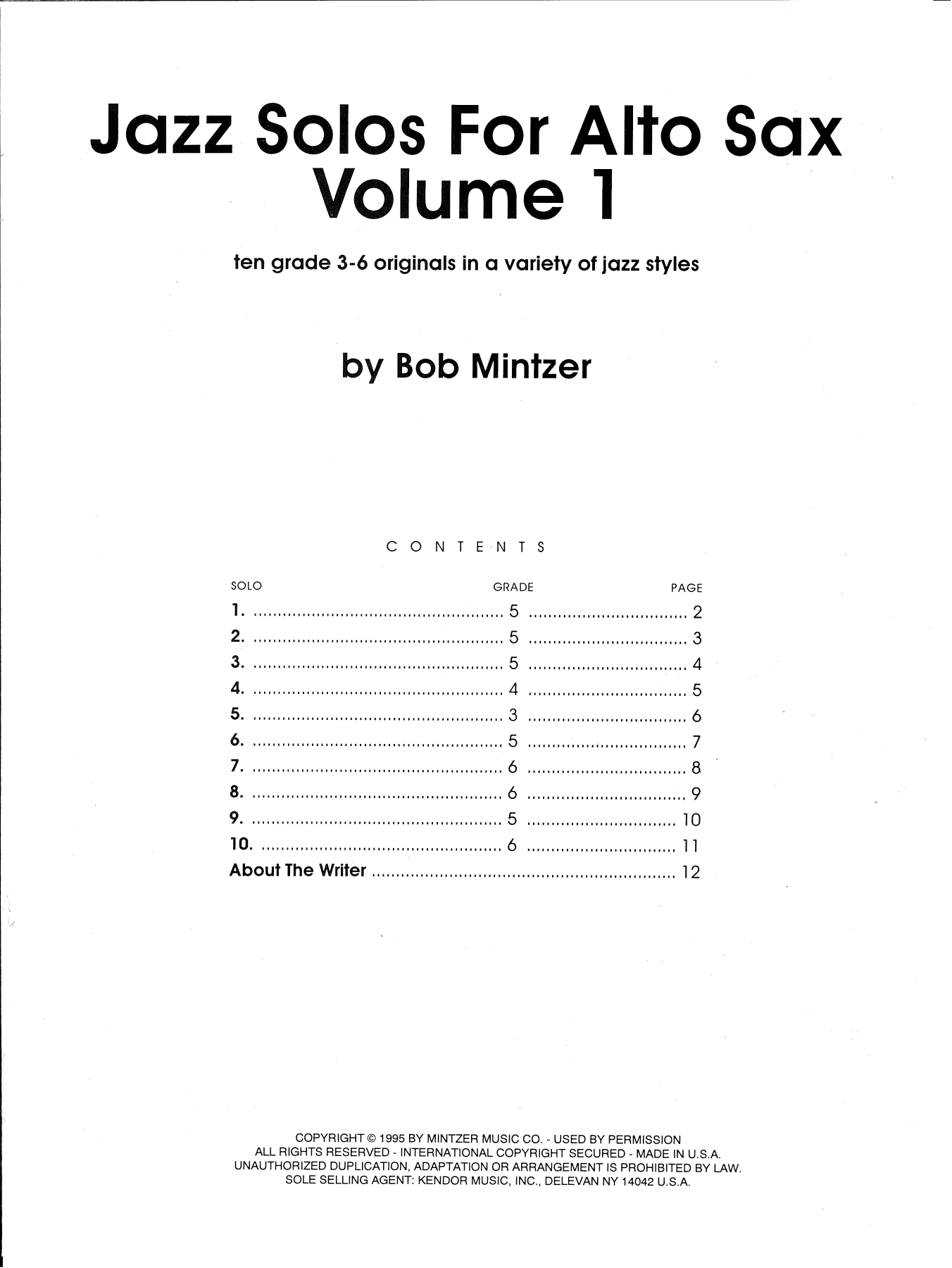 Jazz Solos For Alto Sax, Volume 1 (Woodwind Solo) von Bob Mintzer