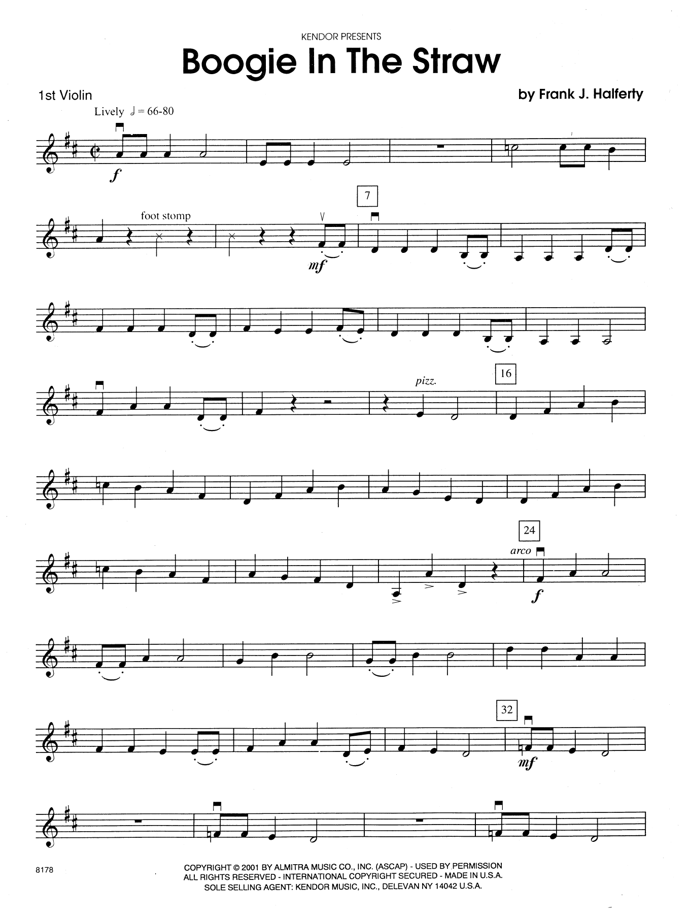 Boogie In The Straw - 1st Violin (Orchestra) von Frank J. Halferty