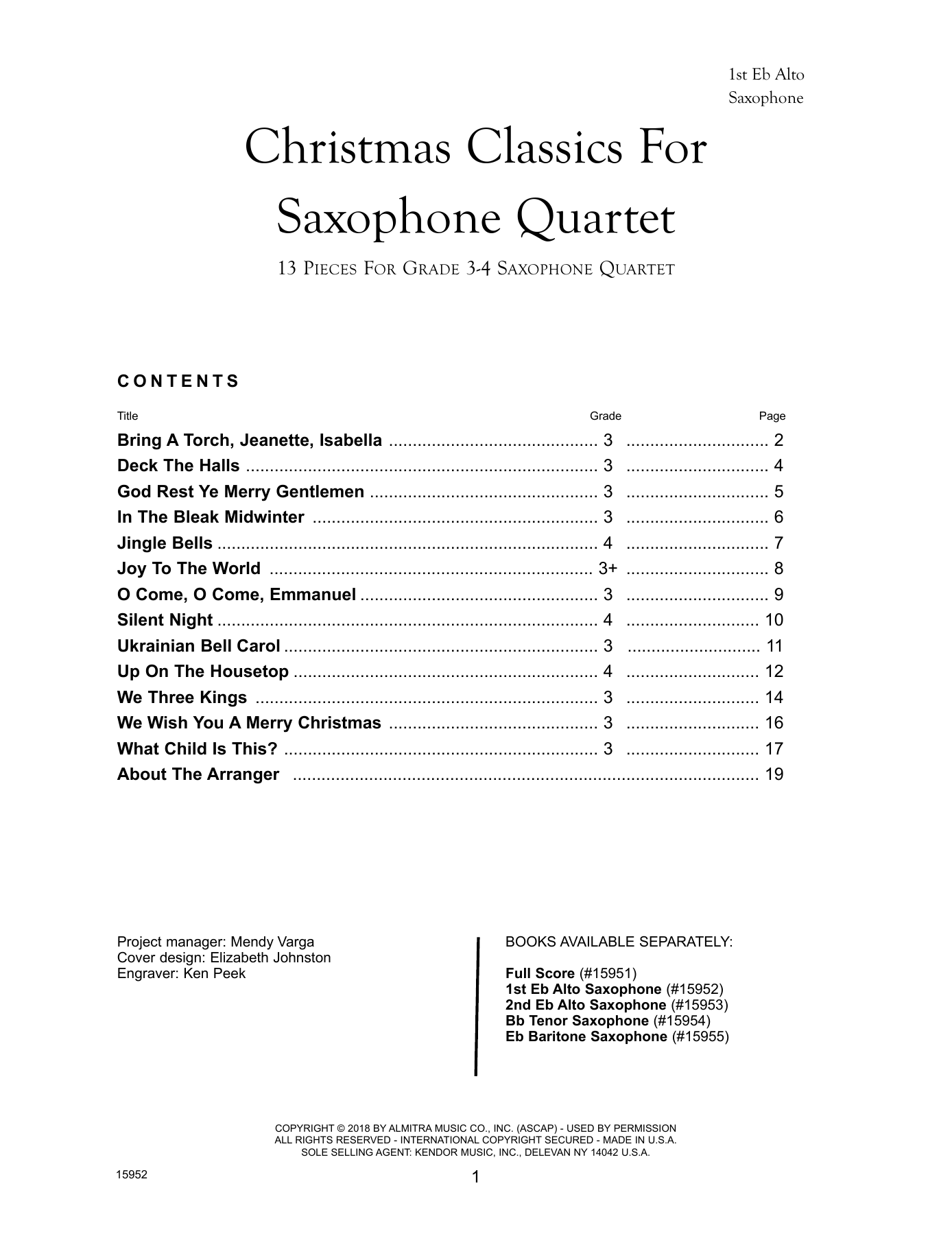 Christmas Classics For Saxophone Quartet - 1st Eb Alto Saxophone (Woodwind Ensemble) von Frank J. Halferty