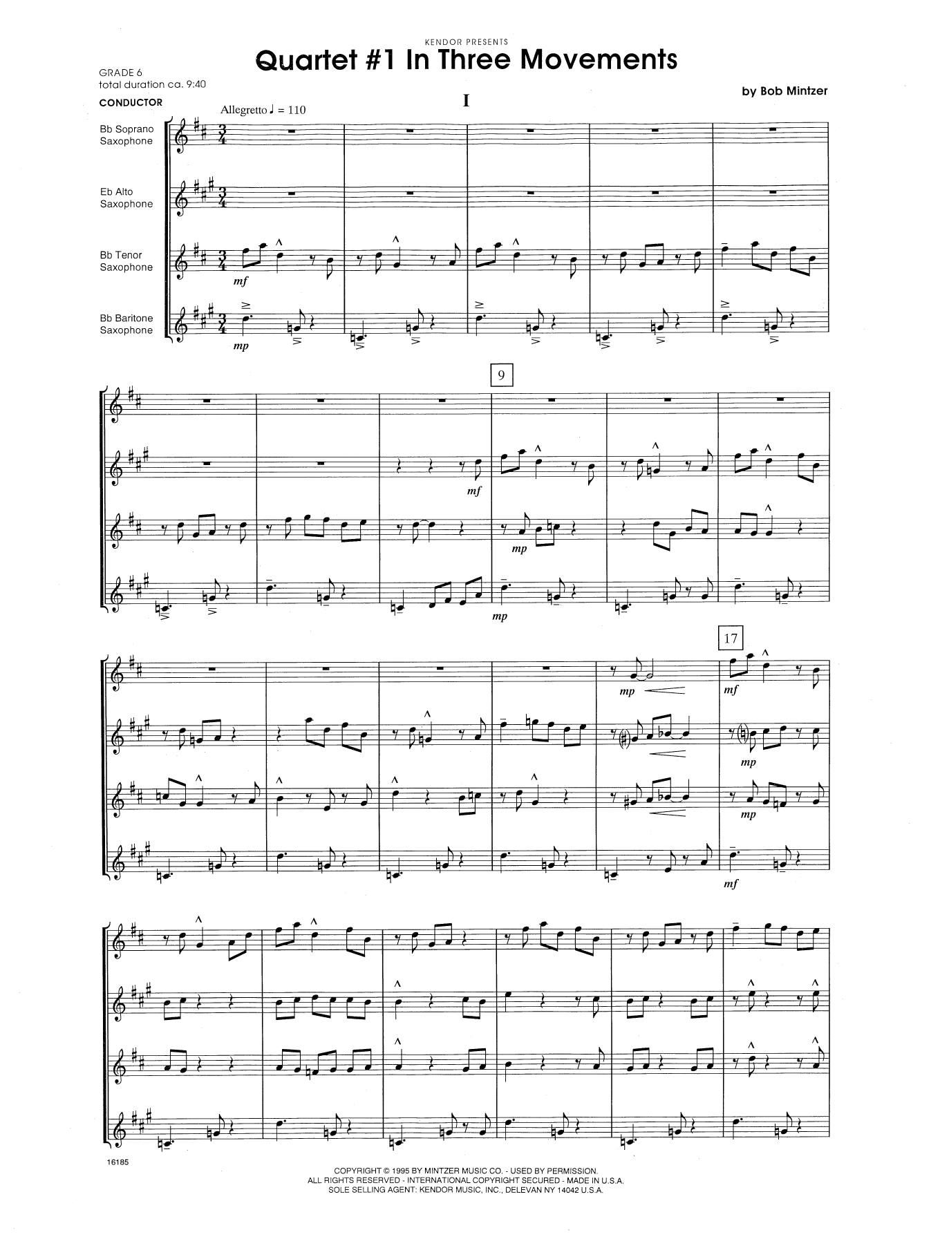 Quartet #1 In Three Movements - Full Score (Woodwind Ensemble) von Bob Mintzer