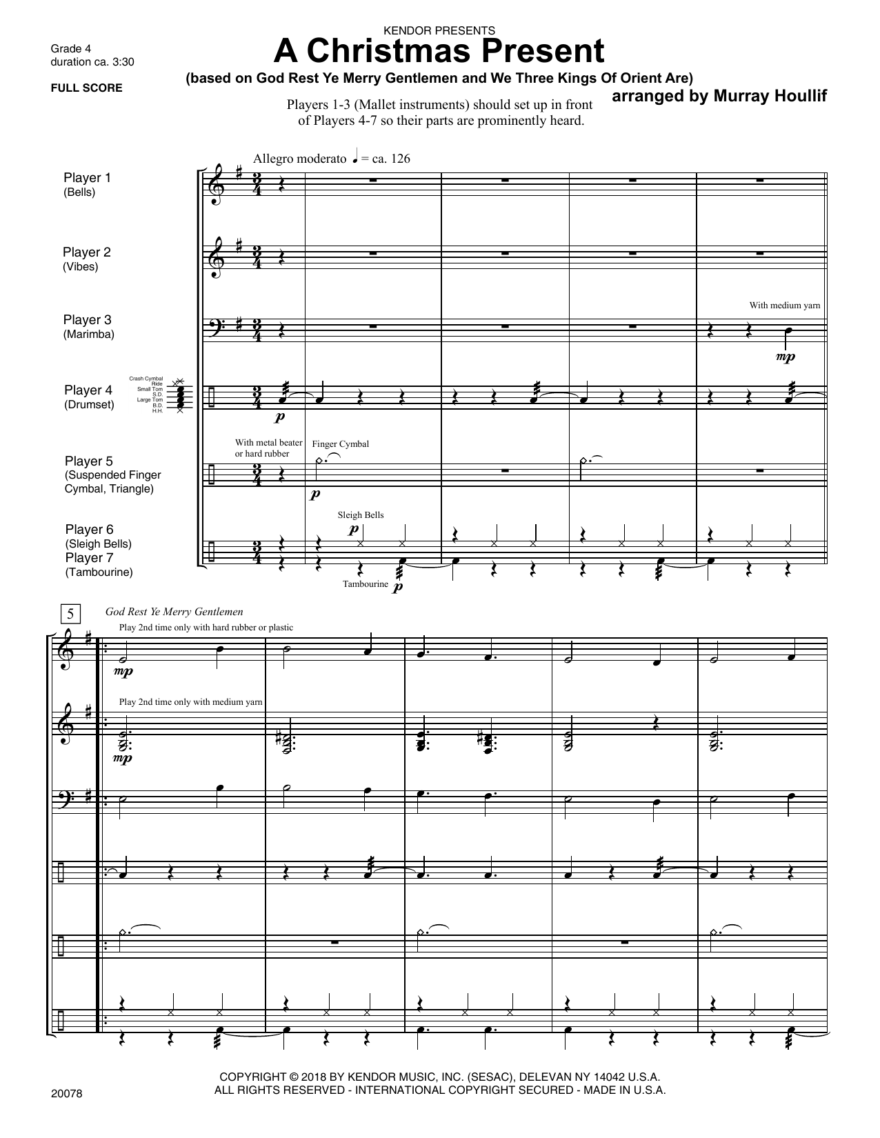 A Christmas Present - Full Score (Percussion Ensemble) von Murray Houllif