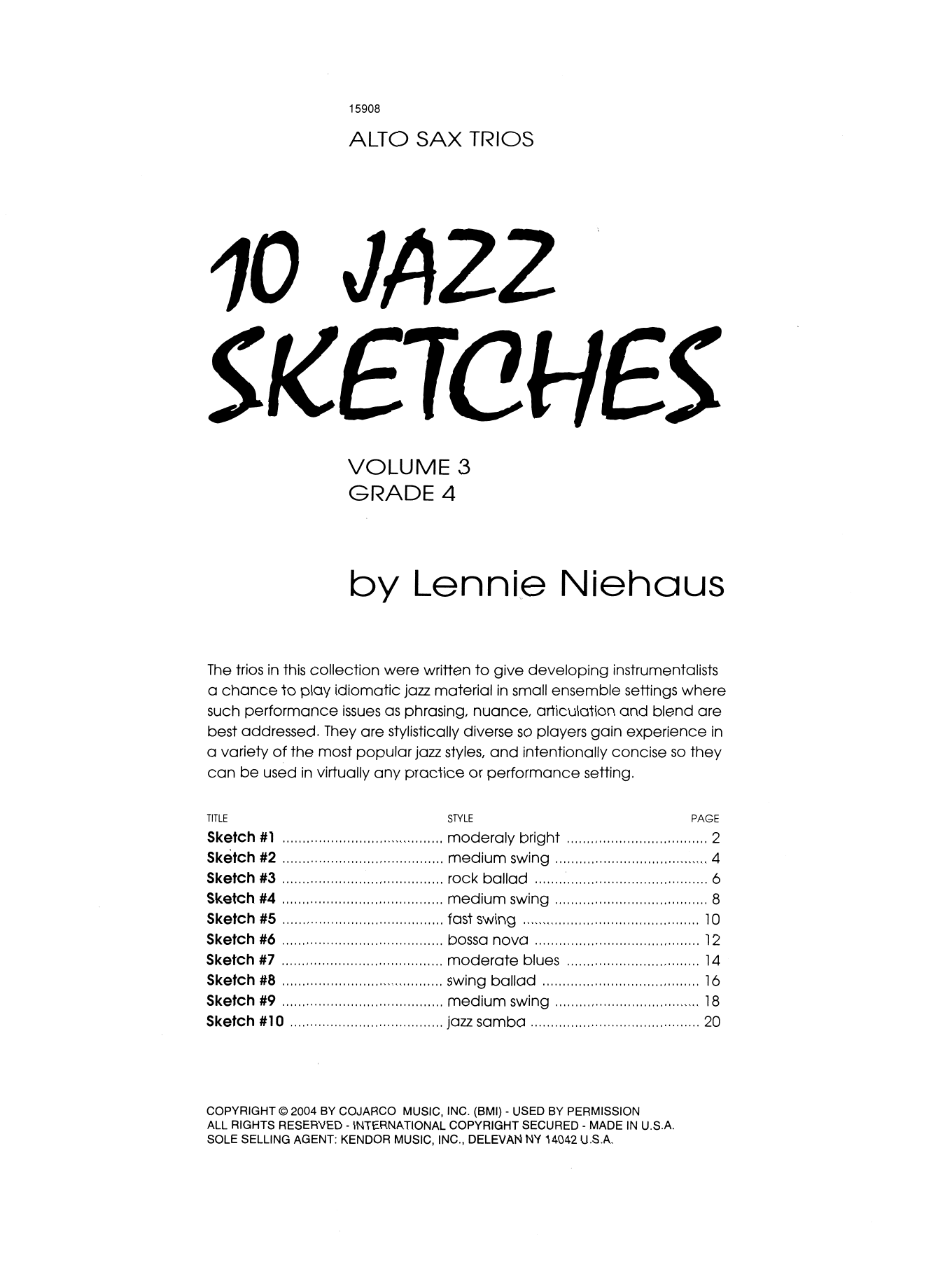 10 Jazz Sketches, Volume 3 (altos) (Woodwind Ensemble) von Lennie Niehaus