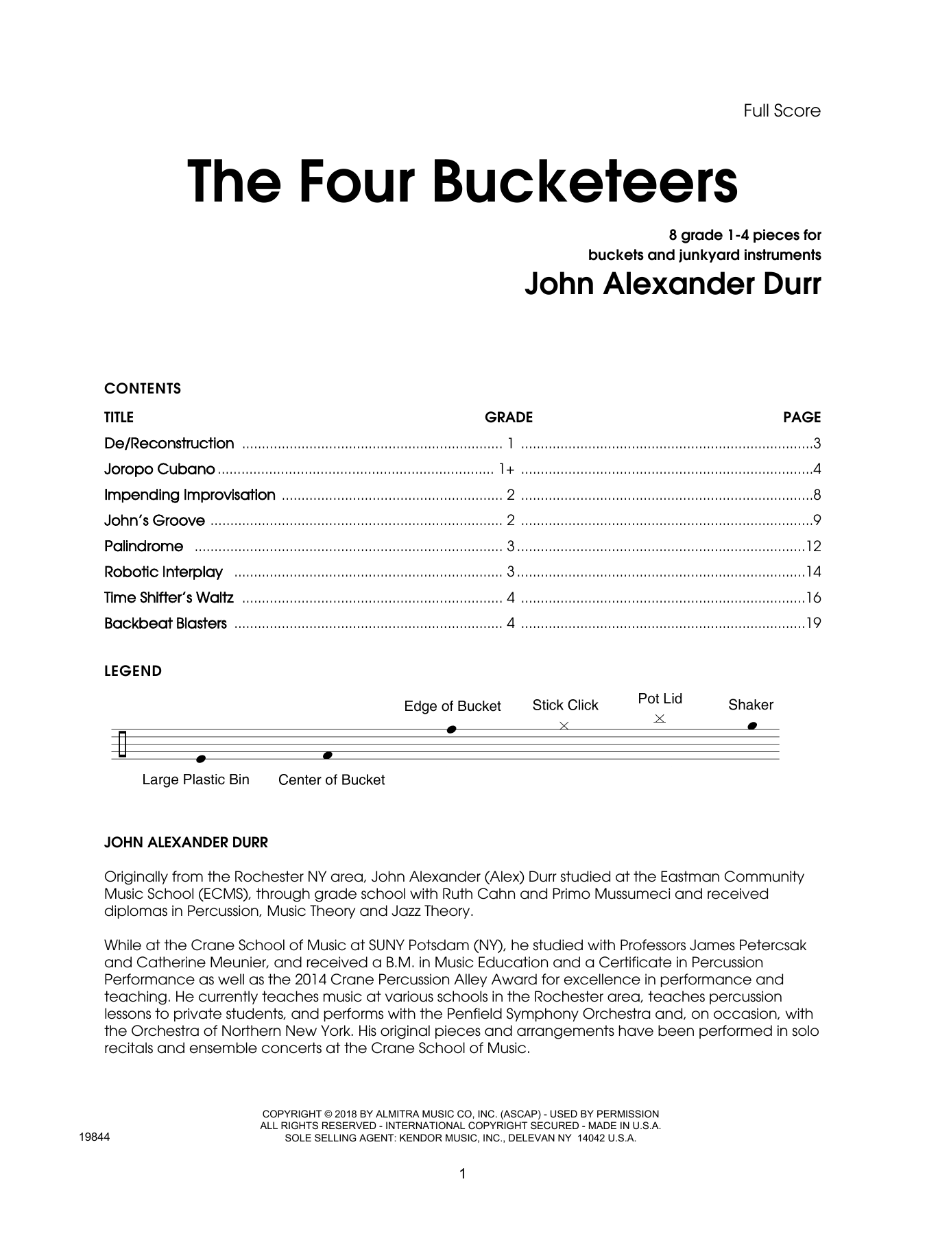 The Four Bucketeers - Full Score (Percussion Ensemble) von John Durr
