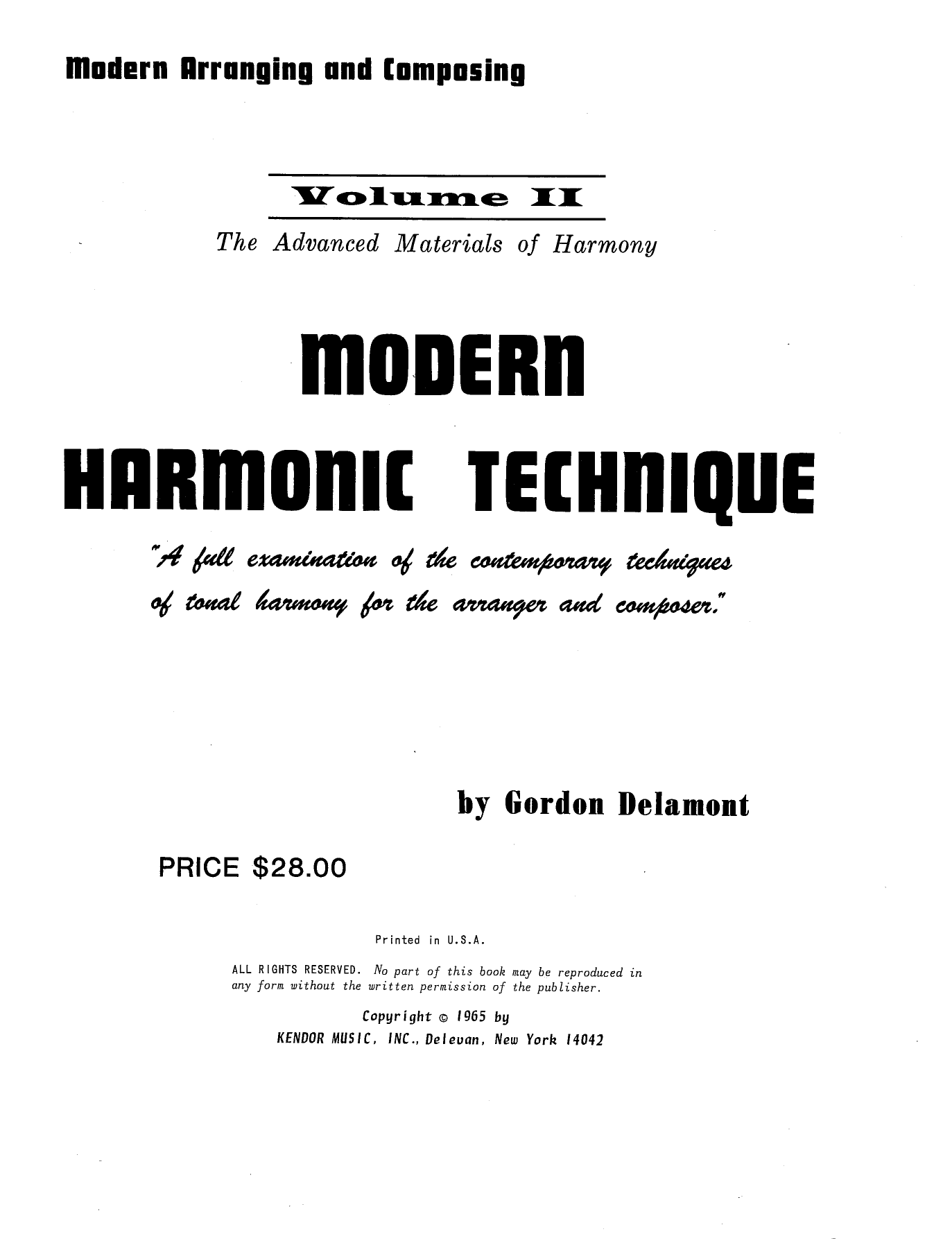 Modern Harmonic Technique, Volume 2 (Instrumental Method) von Gordon Delamont