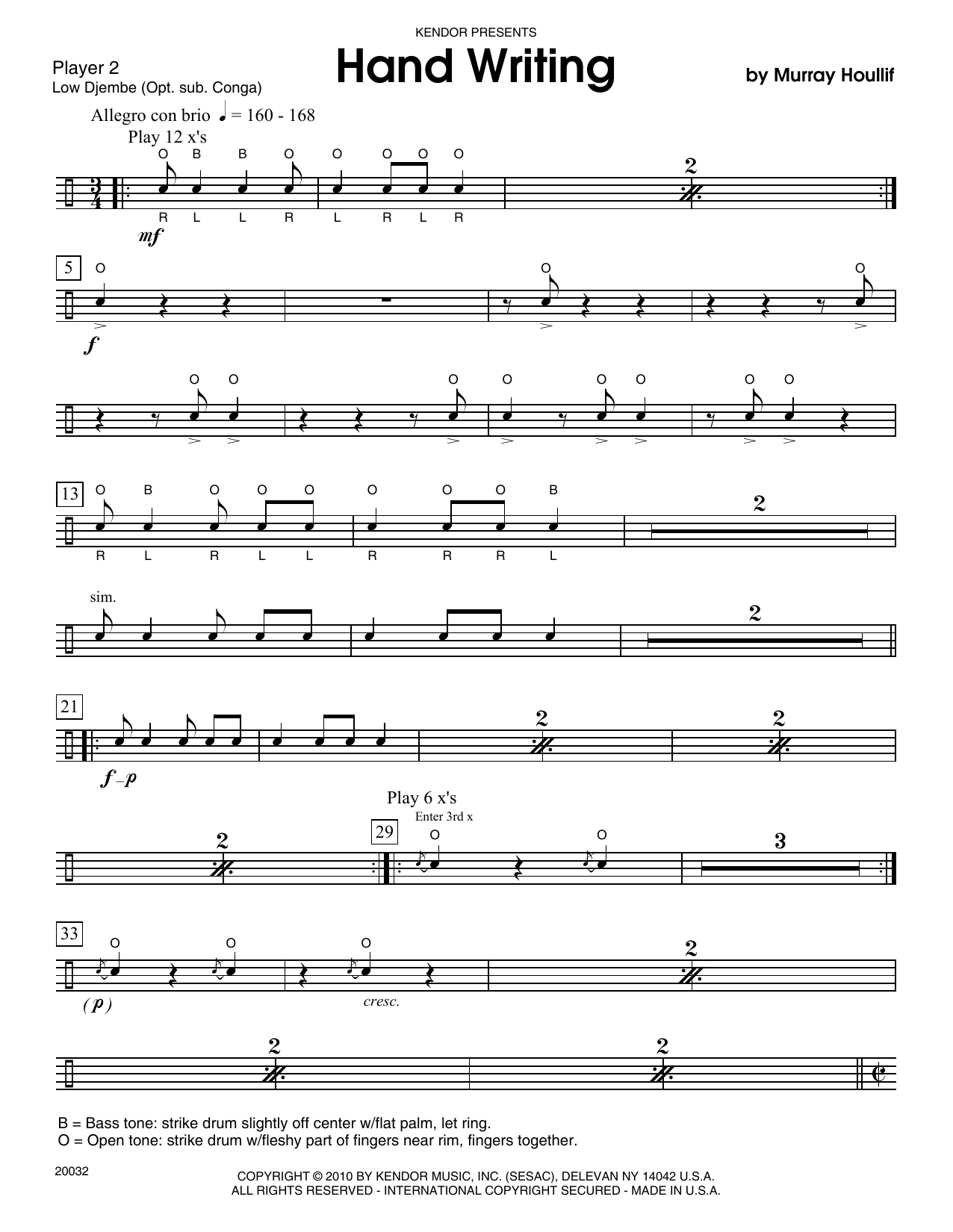 Hand Writing - Percussion 2 (Percussion Ensemble) von Murray Houllif