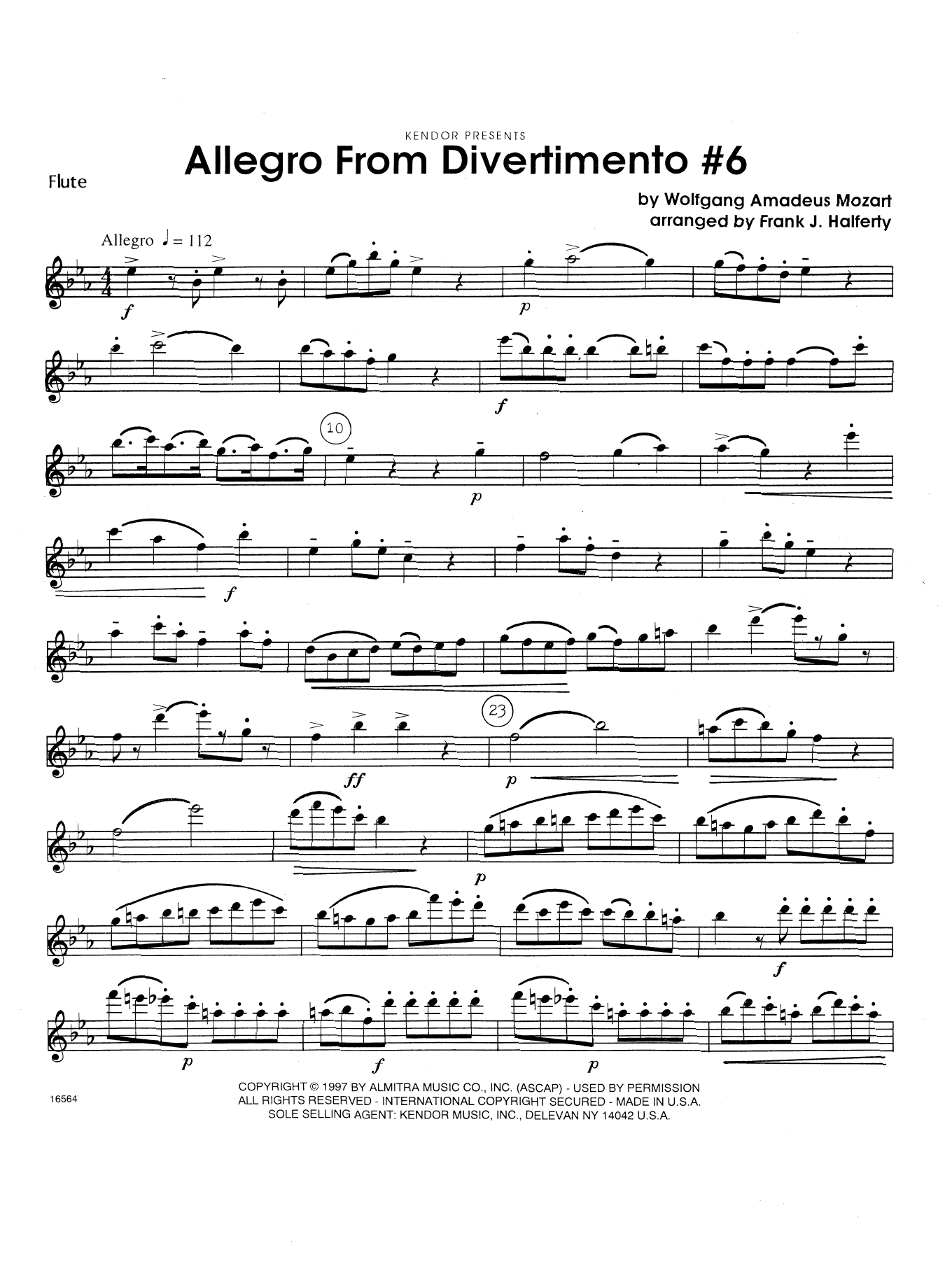 Allegro From Divertimento #6 (arr. Frank Halferty) - Flute (Woodwind Ensemble) von Wolfgang Mozart