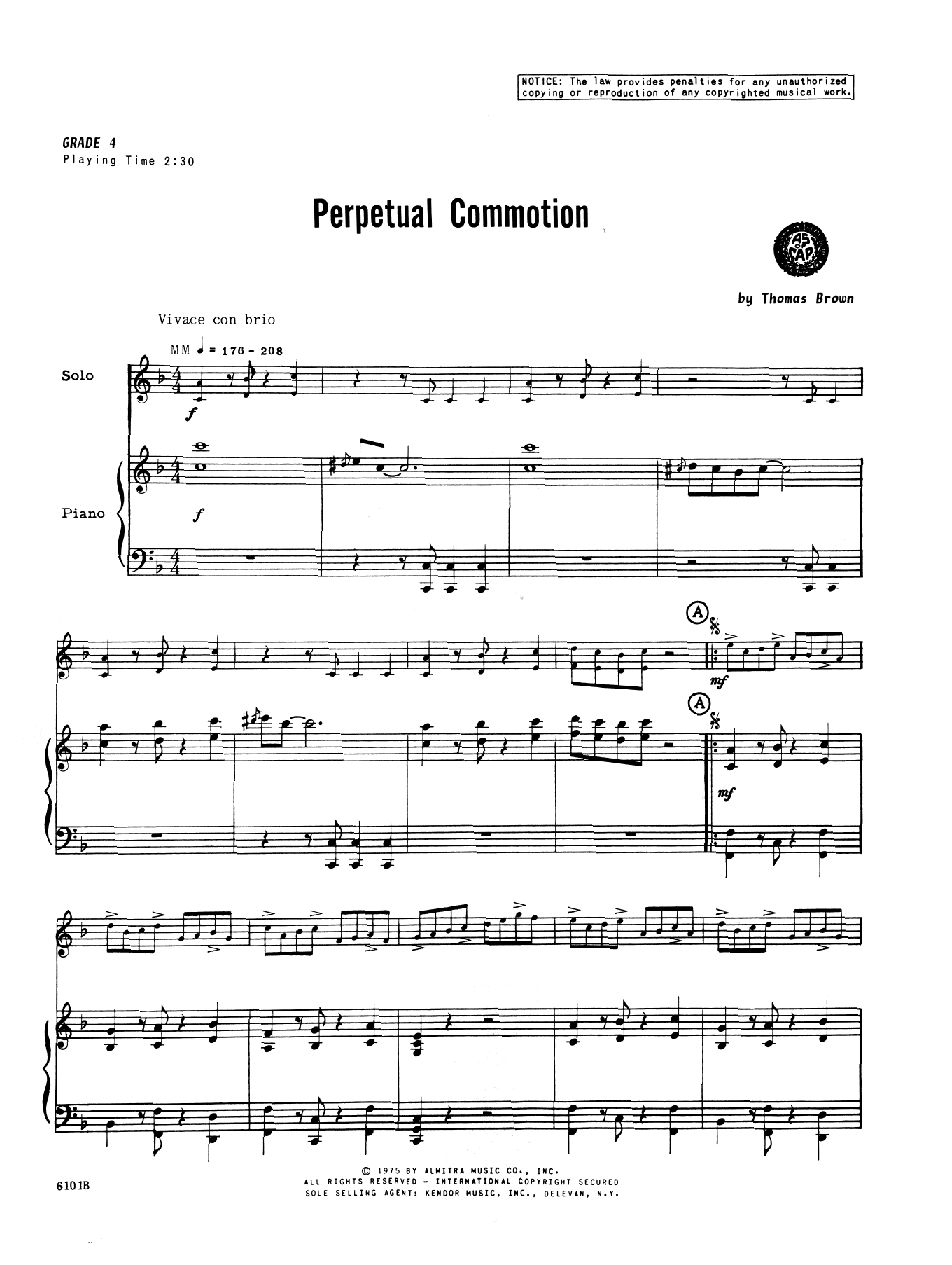 Perpetual Commotion - Piano (Percussion Solo) von Tom Brown