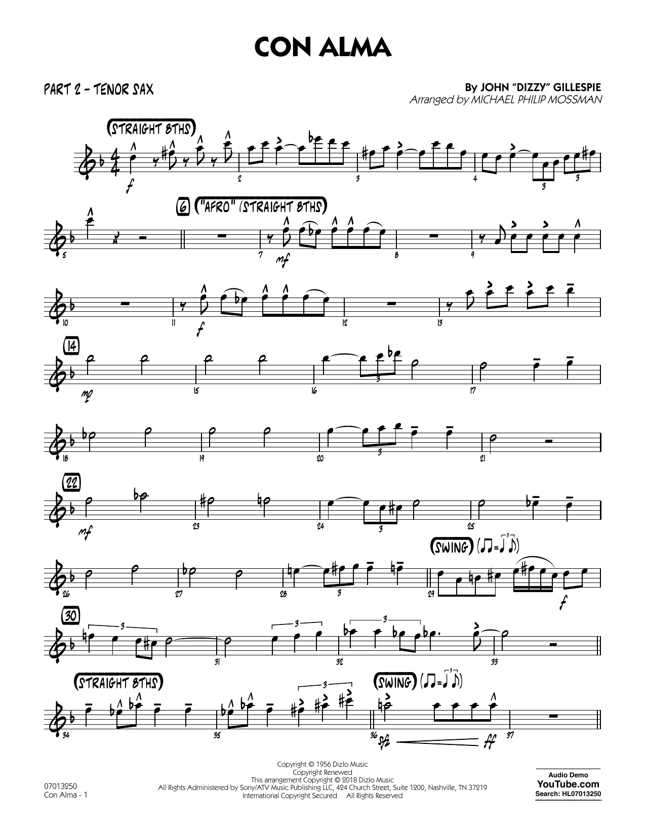 Con Alma (arr. Michael Mossman) - Part 2 - Tenor Sax (Jazz Ensemble) von Dizzy Gillespie