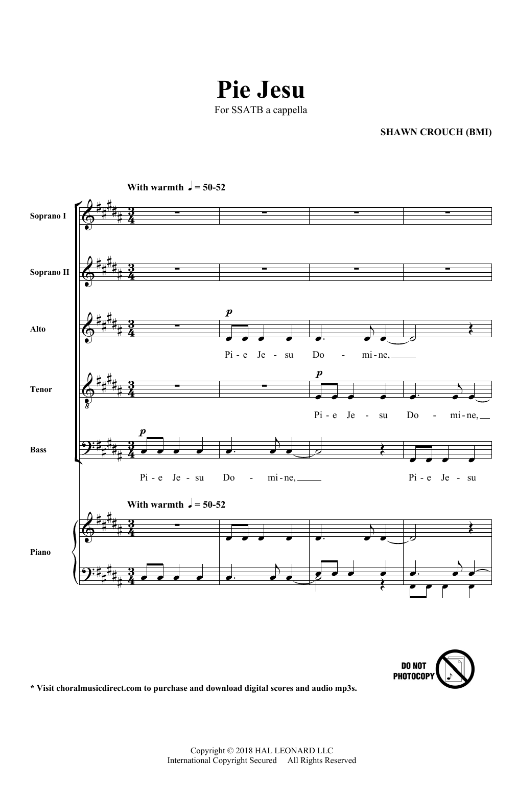 Pie Jesu (SATB Choir) von Shawn Crouch