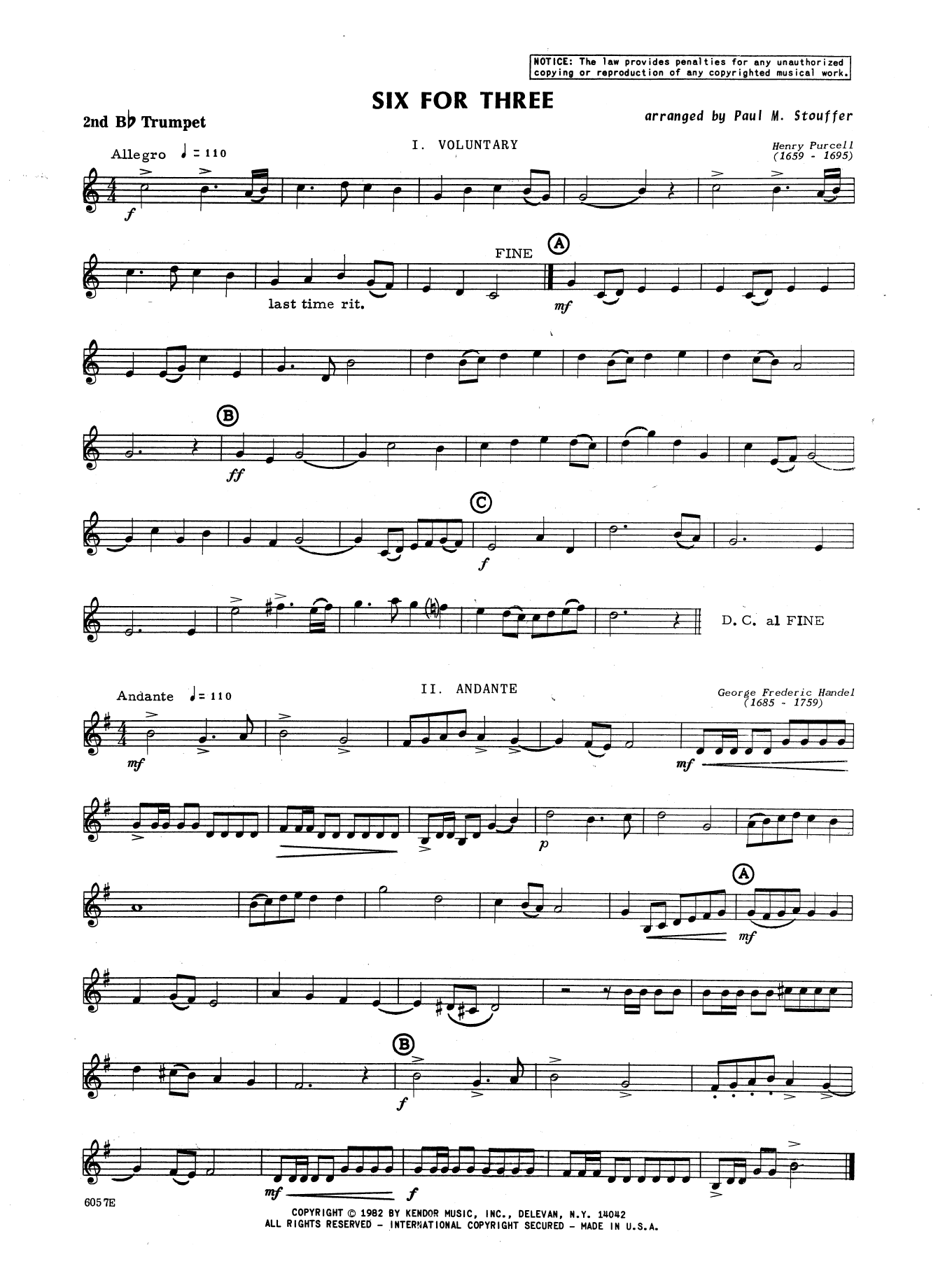 Six For Three - 2nd Bb Trumpet (Brass Ensemble) von Paul Stouffer