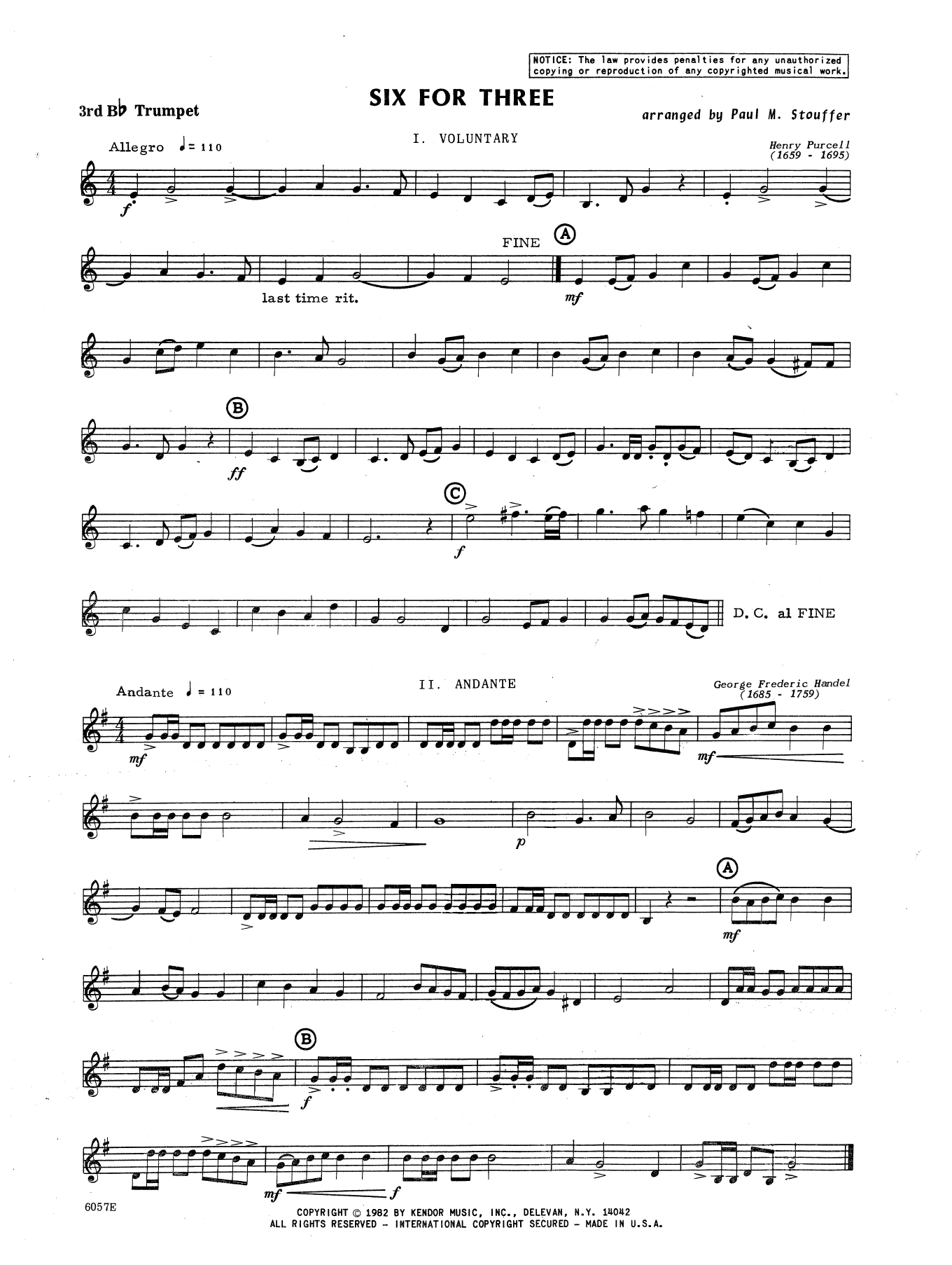 Six For Three - 3rd Bb Trumpet (Brass Ensemble) von Paul Stouffer