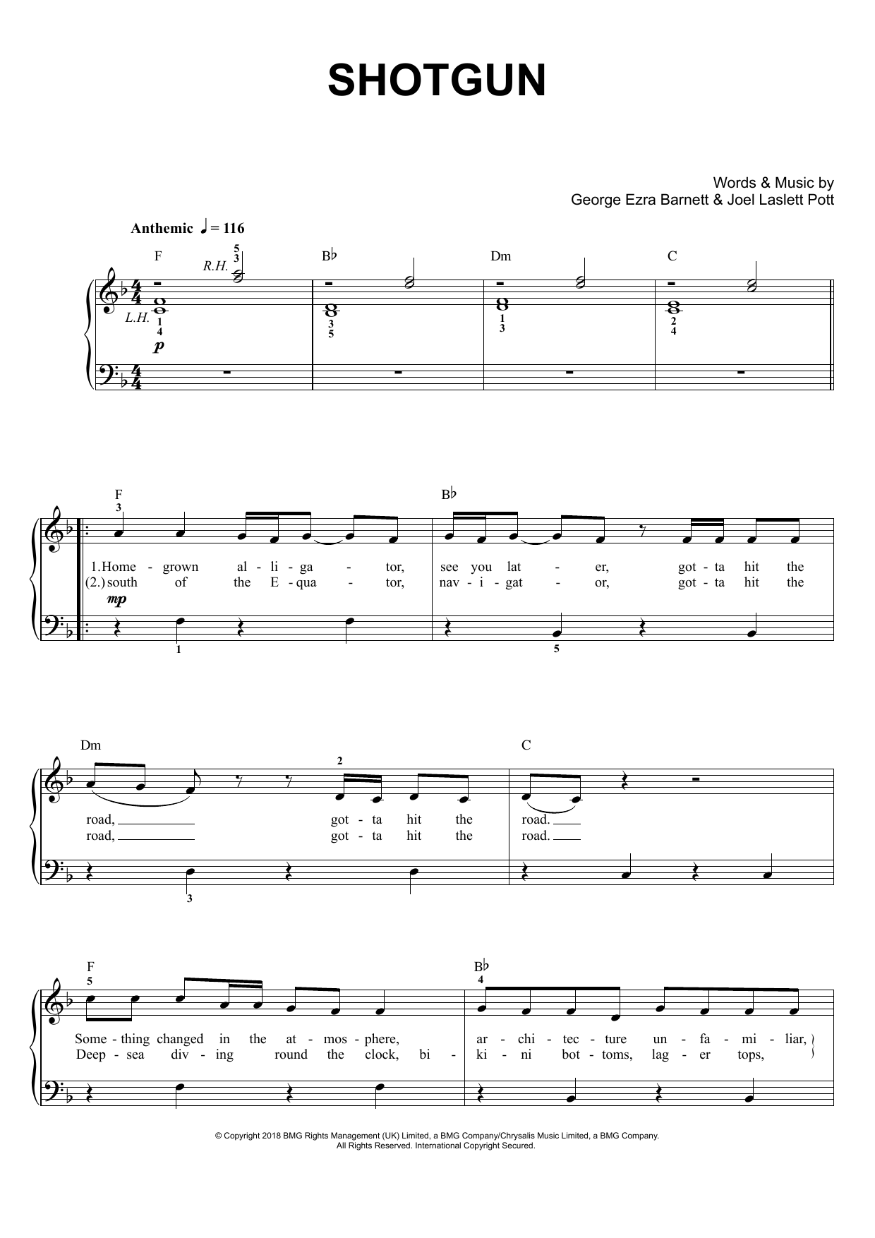 Shotgun (Easy Piano) von George Ezra