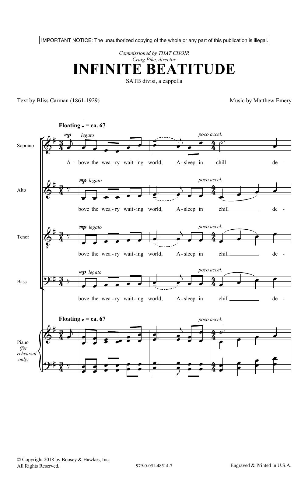 Infinite Beatitude (SATB Choir) von Matthew Emery & Bliss Carman