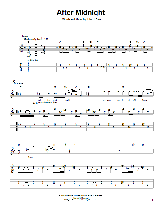 After Midnight (Guitar Tab (Single Guitar)) von Eric Clapton