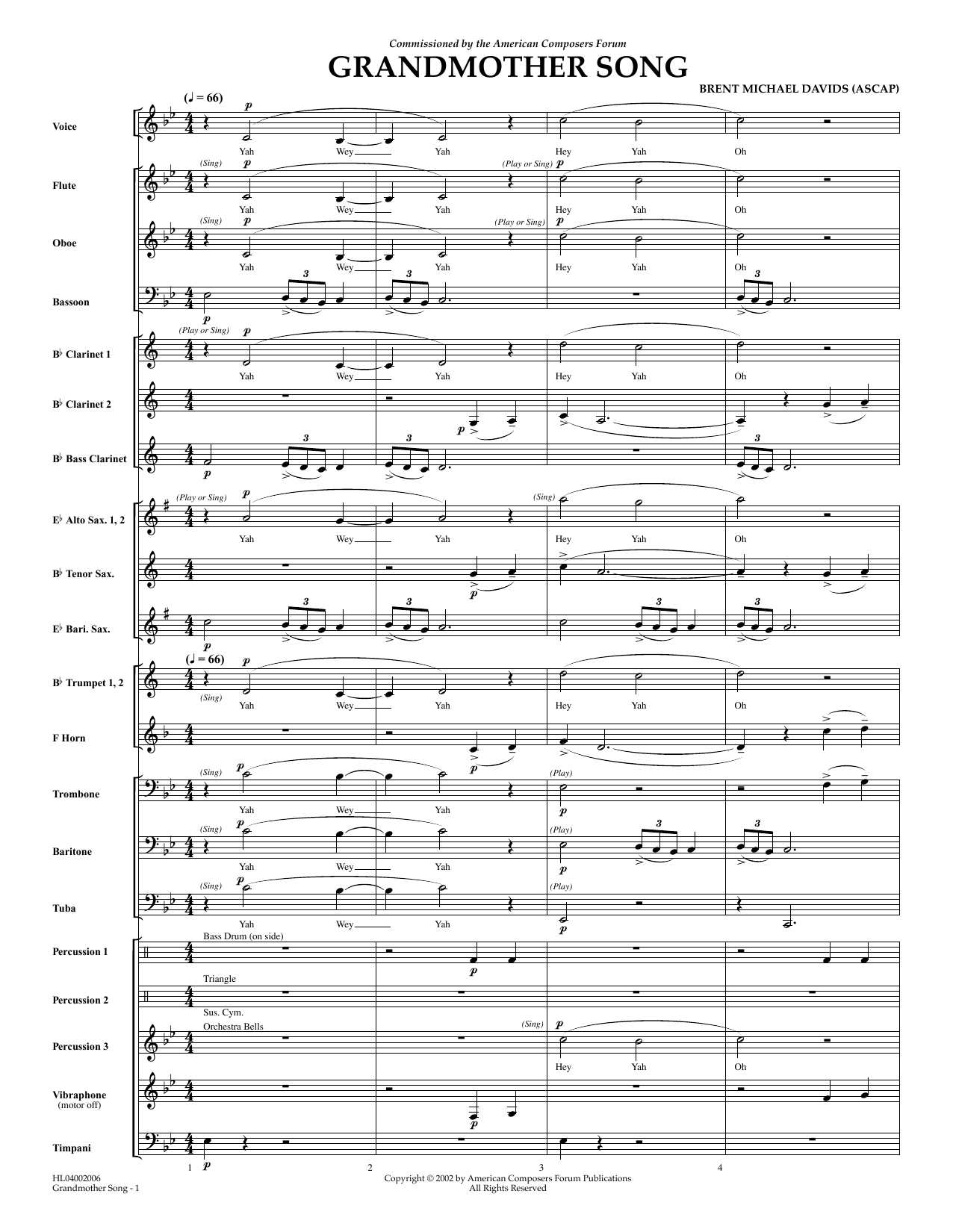 Grandmother Song - Full Score (Concert Band) von Brent Michael Davids