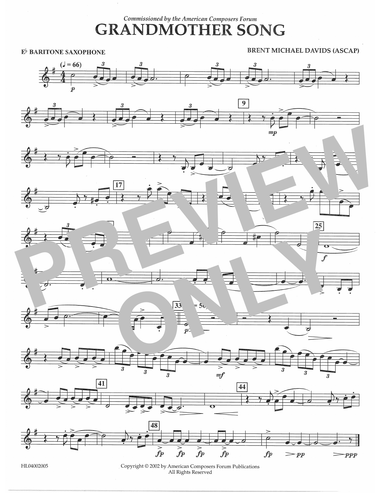 Grandmother Song - Eb Baritone Saxophone (Concert Band) von Brent Michael Davids