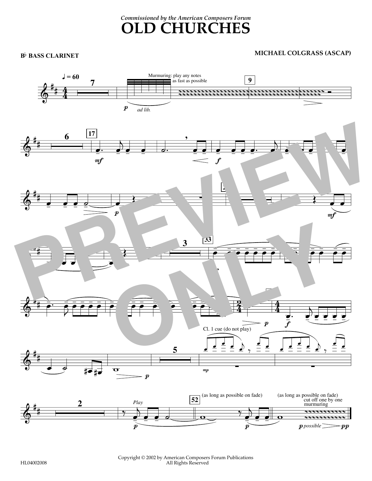 Old Churches - Bb Bass Clarinet (Concert Band) von Michael Colgrass