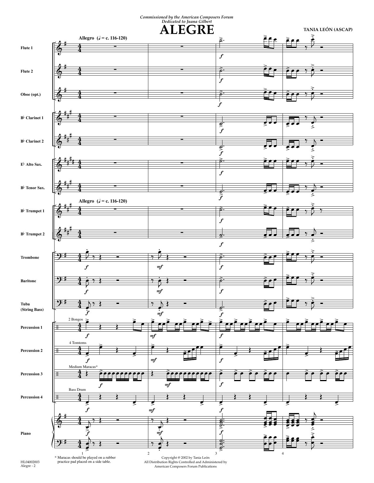 Alegre - Full Score (Concert Band) von Tania Leon