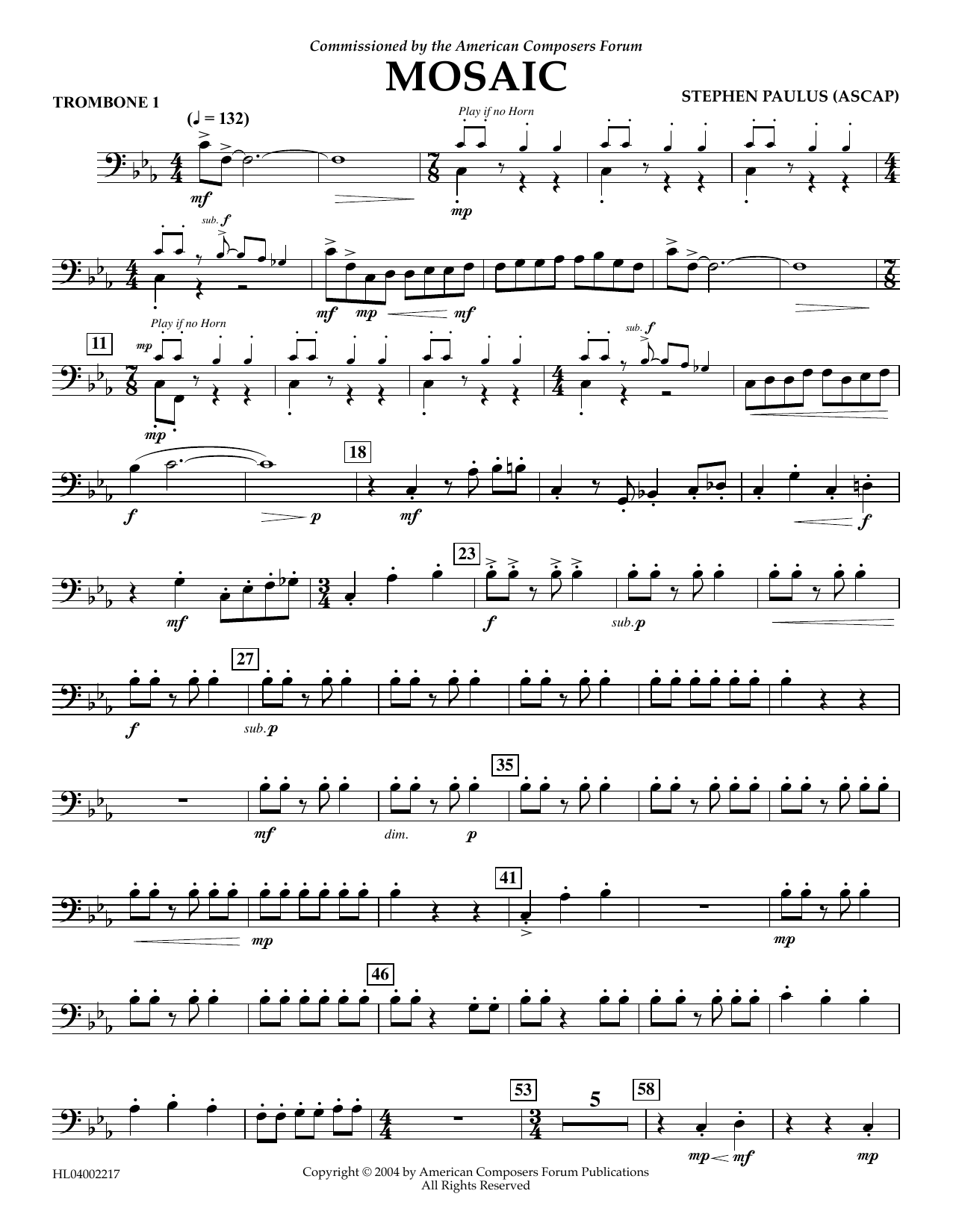 Mosaic - Trombone 1 (Concert Band) von Stephen Paulus