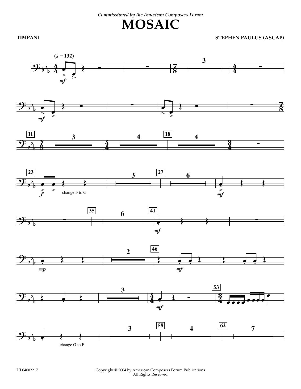 Mosaic - Timpani (Concert Band) von Stephen Paulus