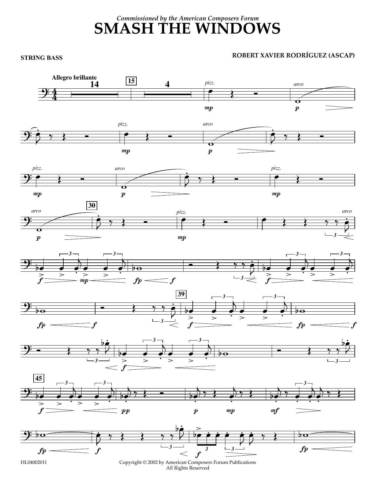 Smash the Windows - String Bass (Concert Band) von Robert Xavier Rodrguez