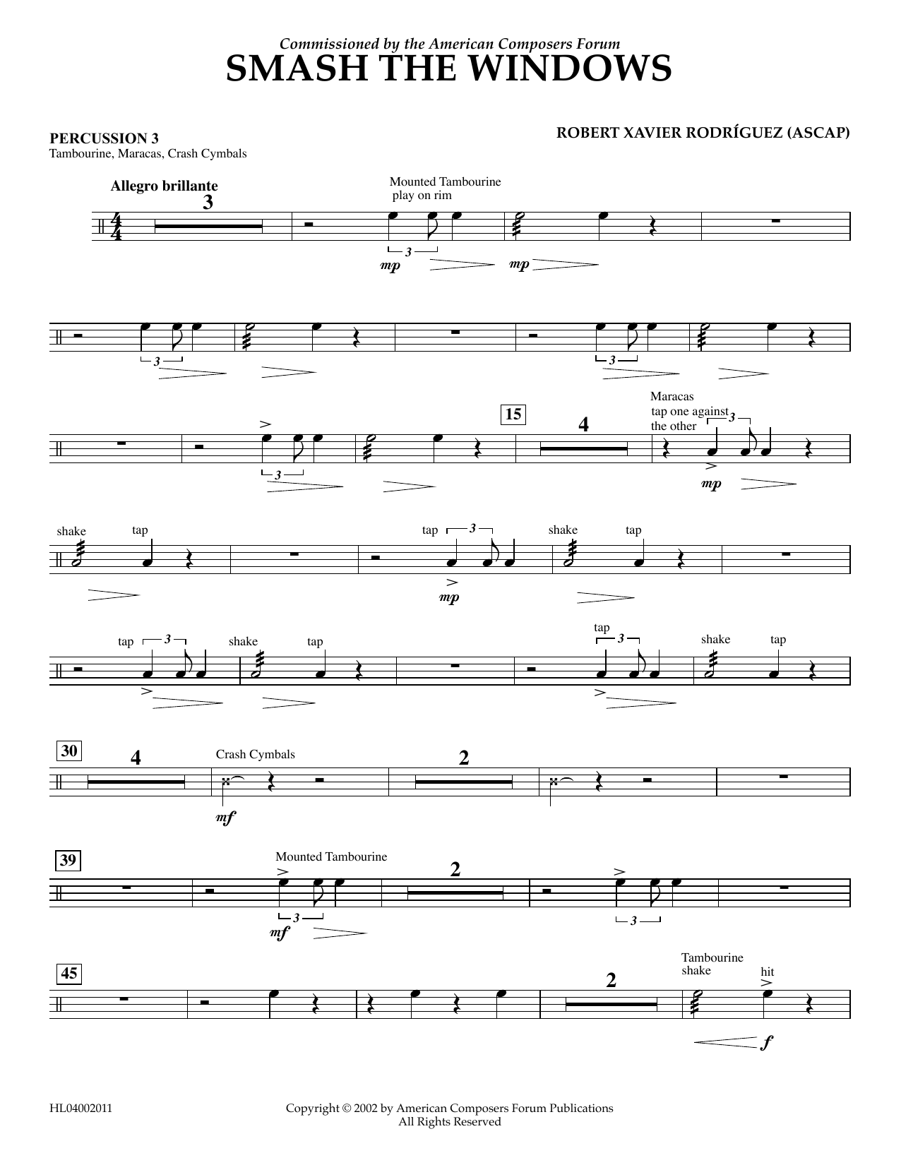 Smash the Windows - Percussion 3 (Concert Band) von Robert Xavier Rodrguez