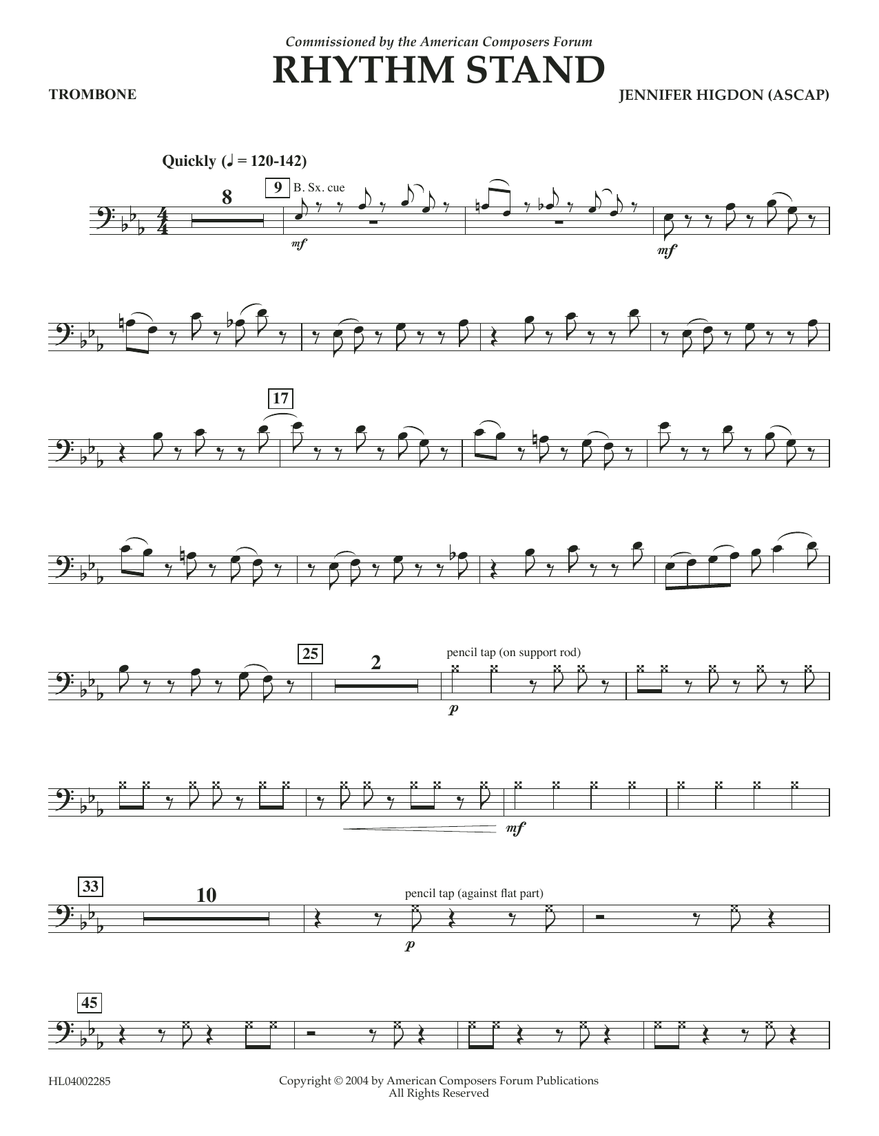 Rhythm Stand - Trombone (Concert Band) von Jennifer Higdon