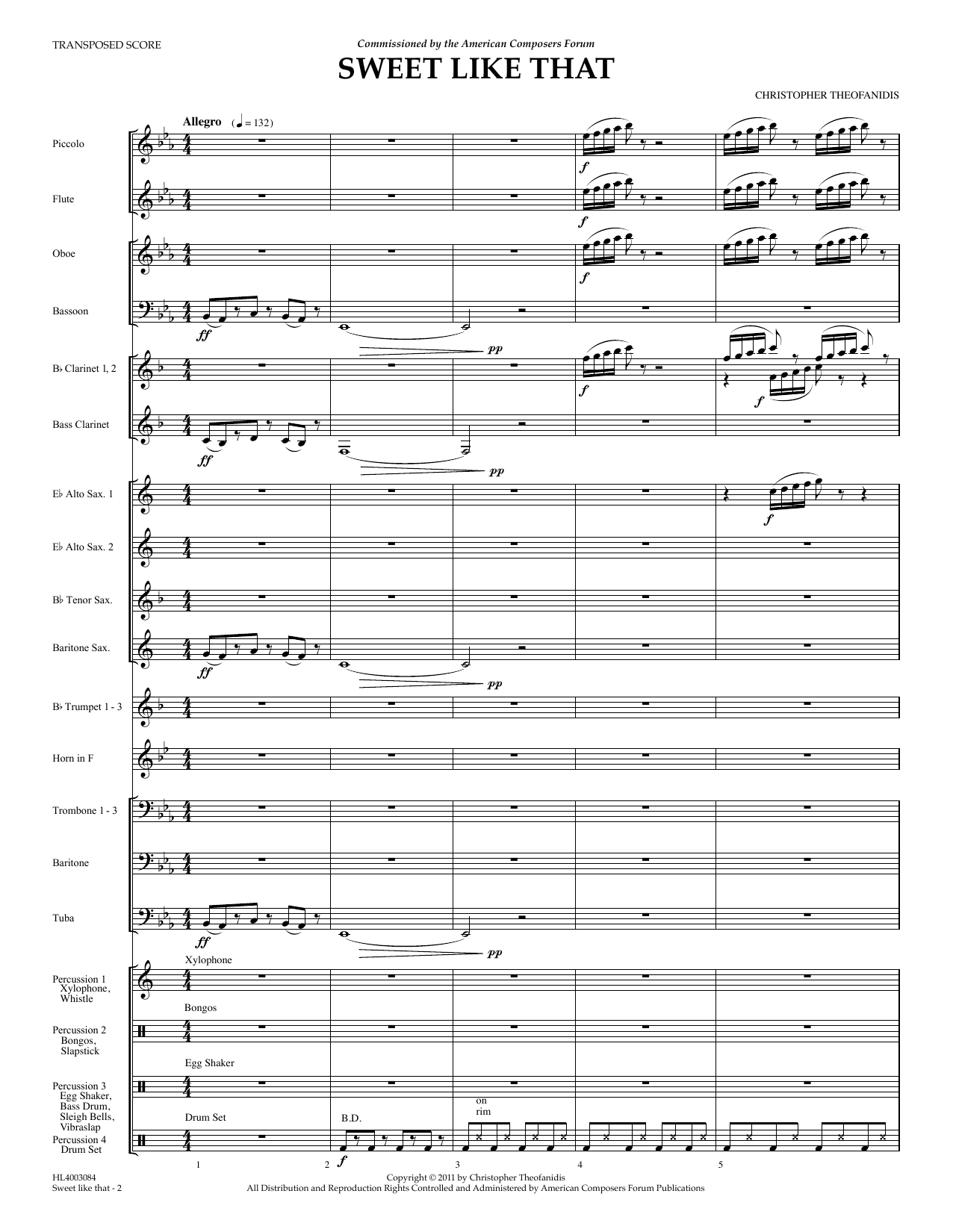 Sweet like that - Full Score (Concert Band) von Christopher Theofanidis