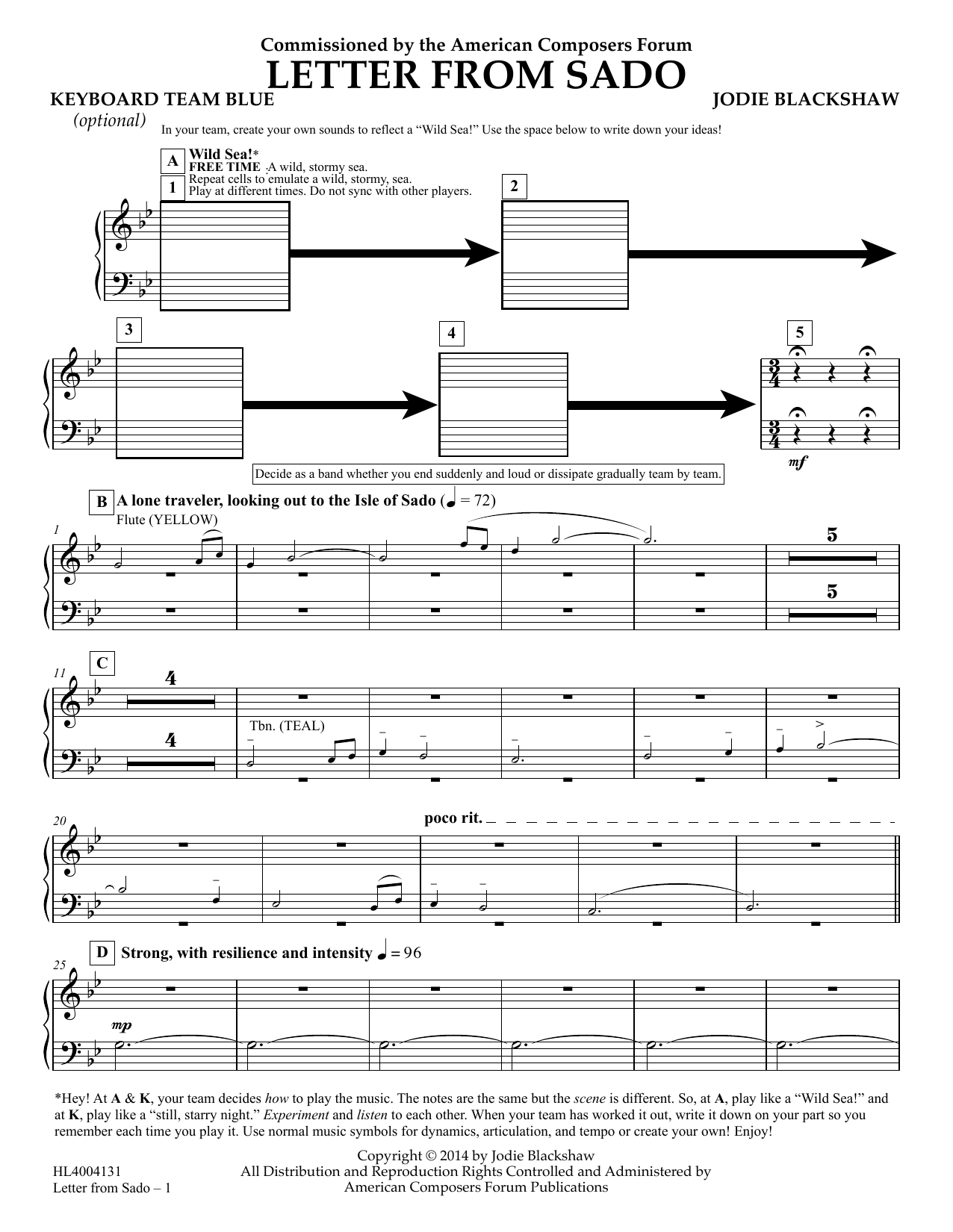 Letter from Sado - Keyboard (opt) Team Blue (Concert Band) von Jodie Blackshaw