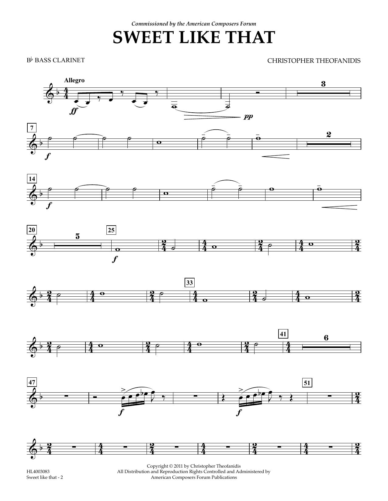 Sweet like that - Bb Bass Clarinet (Concert Band) von Christopher Theofanidis