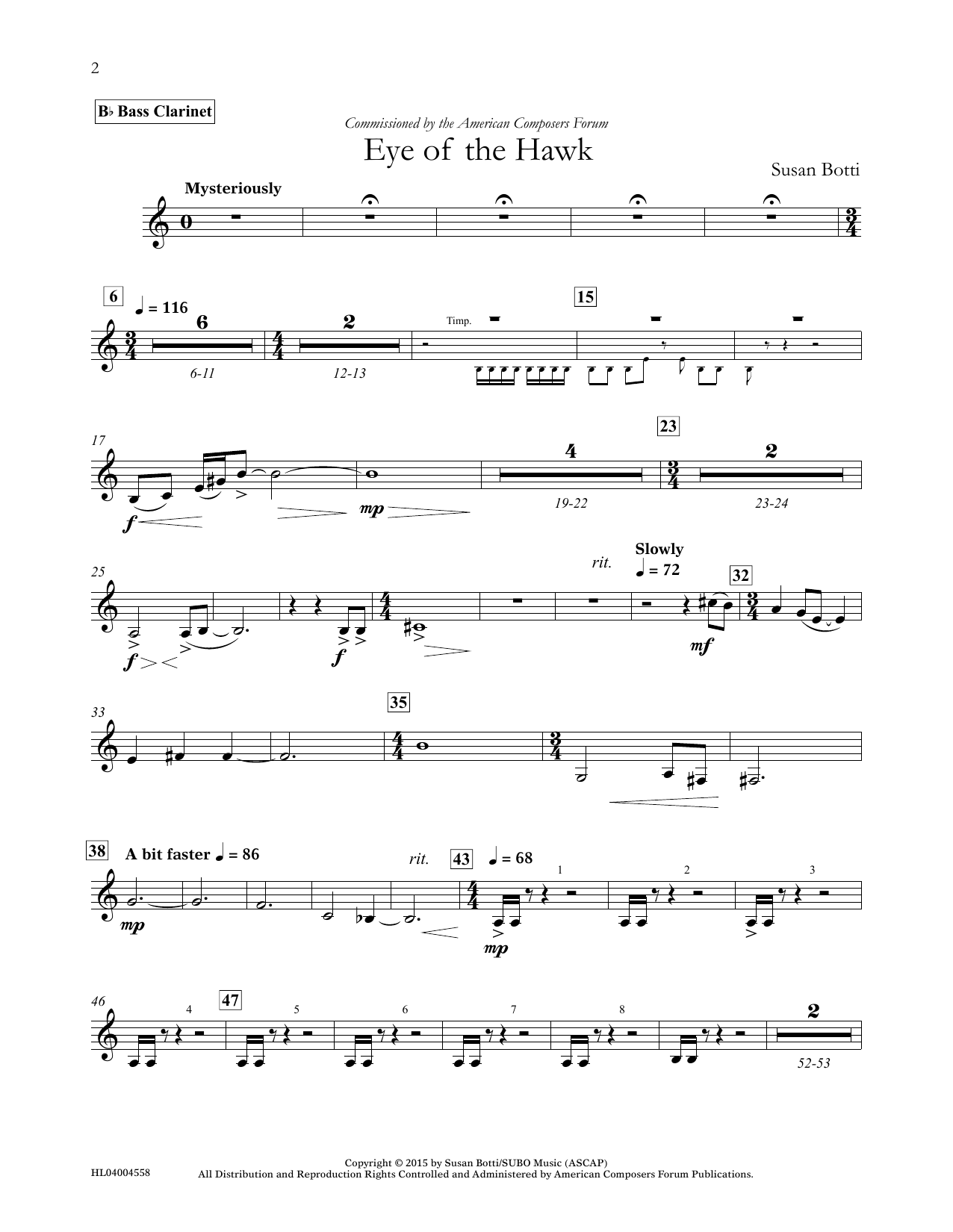 Eye of the Hawk - Bb Bass Clarinet (Concert Band) von Susan Botti