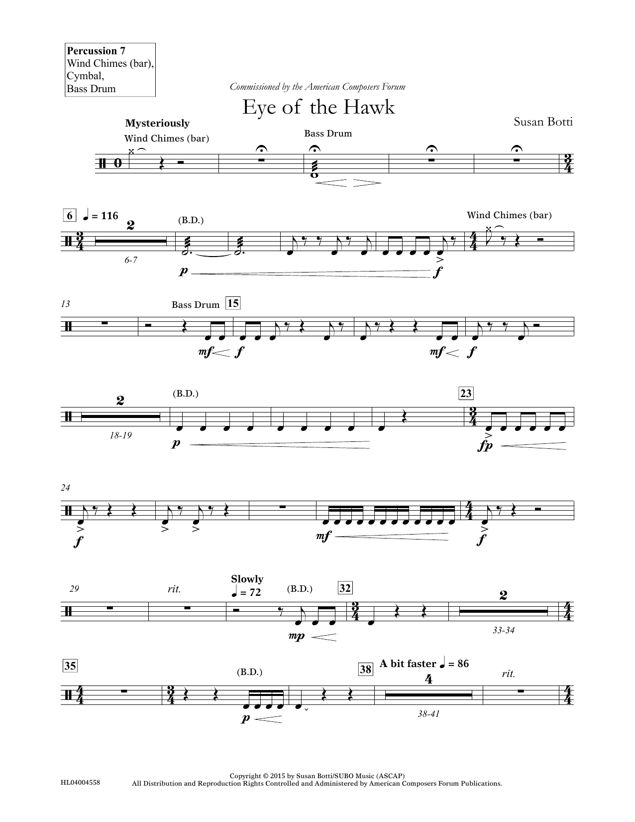 Eye of the Hawk - Percussion 7 (Concert Band) von Susan Botti
