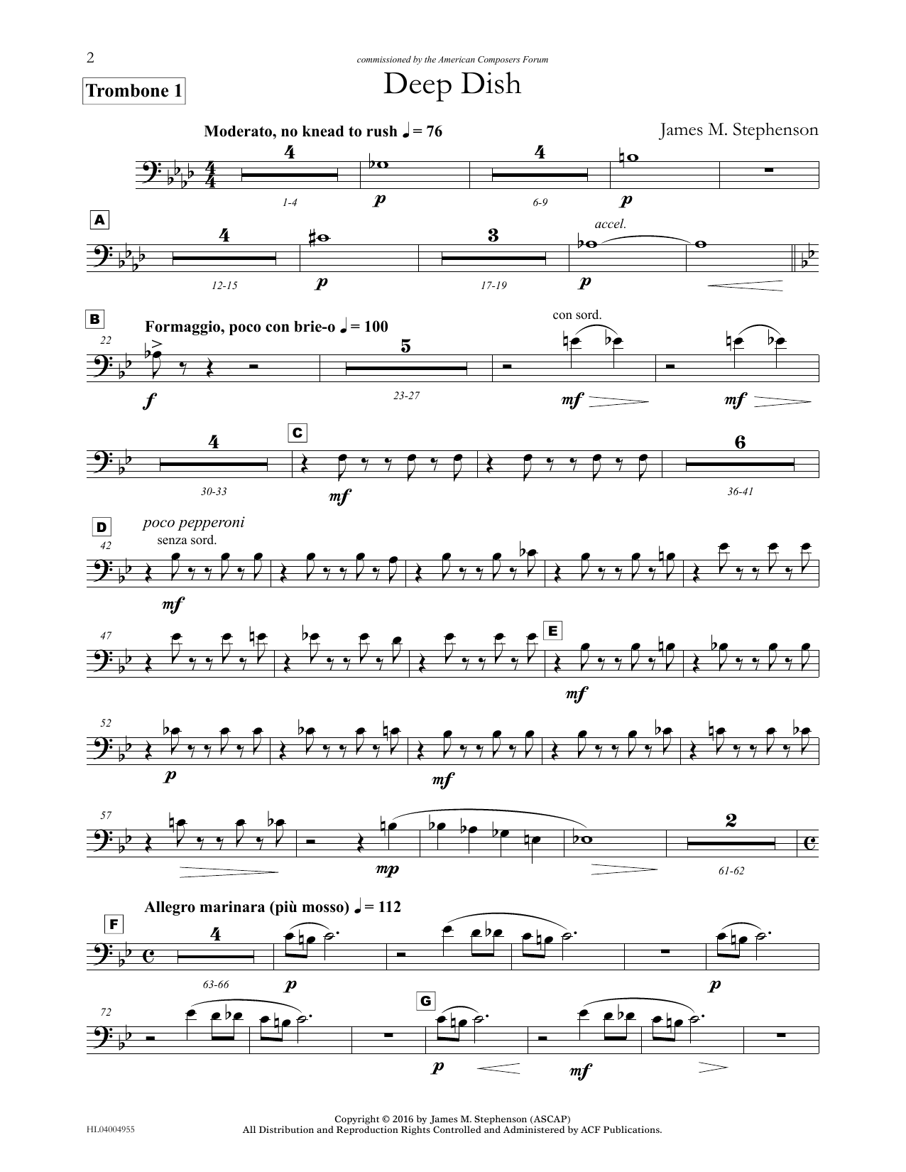 Deep Dish - Trombone 1 (Concert Band) von James (Jim) M. Stephenson